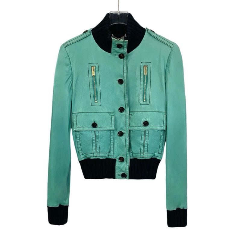 Gucci Gucci Size OS Green cotton single-breasted leather jacket s Size US XS / EU 42 / 0 - 1 Thumbnail