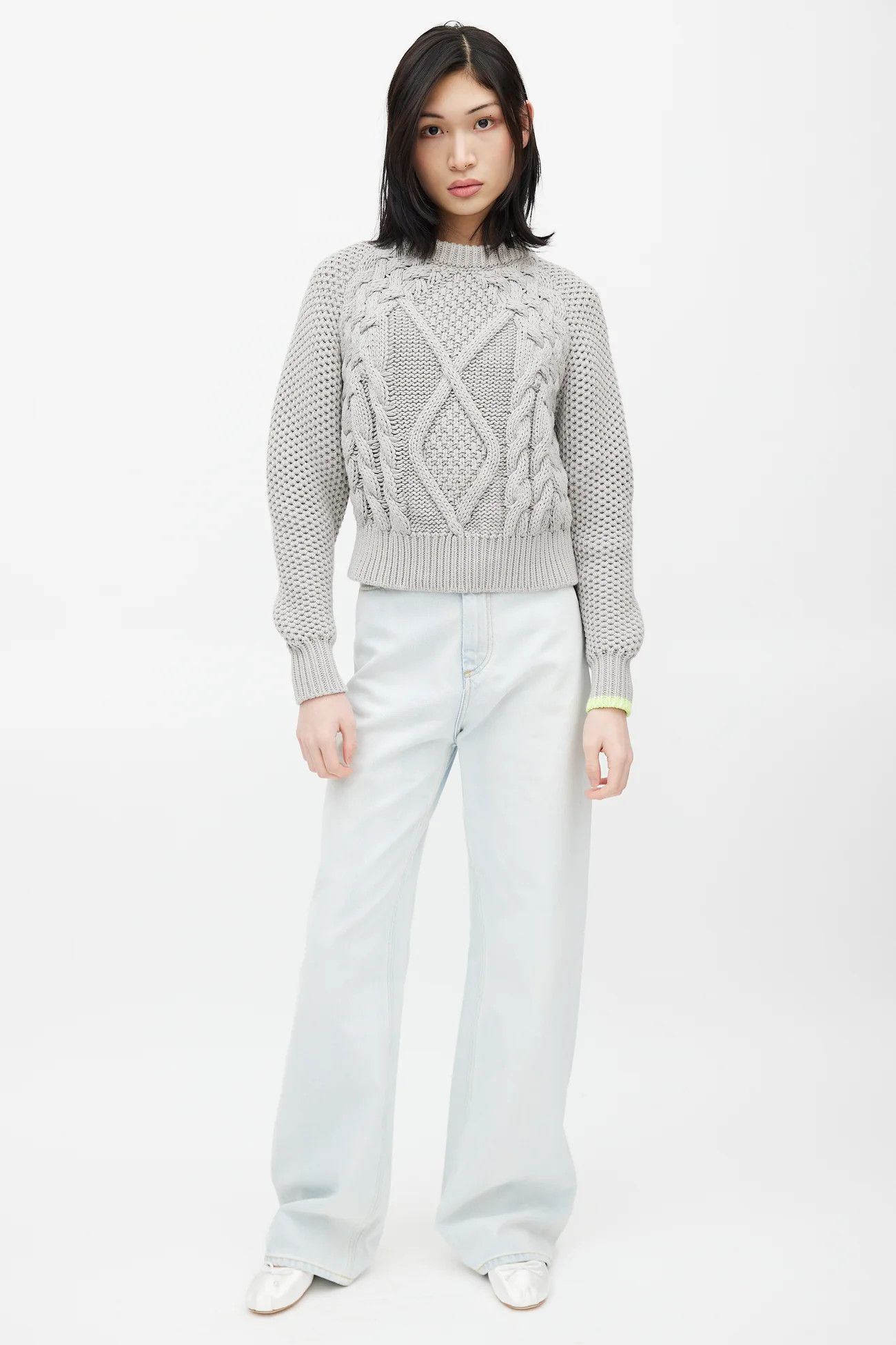 Maison Margiela FW15 MM6 CROPPED HEAVY CABLE KNIT PULLOVER SWEATER Size XS / US 0-2 / IT 36-38 - 3 Thumbnail