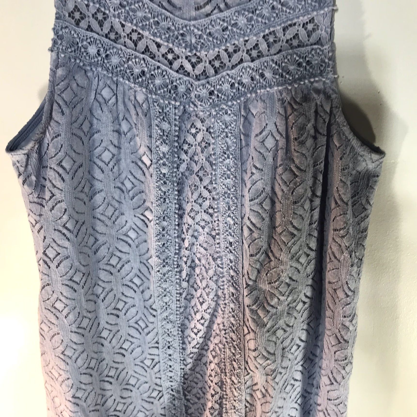 Vintage Jolt Women's A-Line Crochet Dress Sleeveless Knee Length Spring Summer Blue Clothing Size L / US 10 / IT 46 - 2 Thumbnail