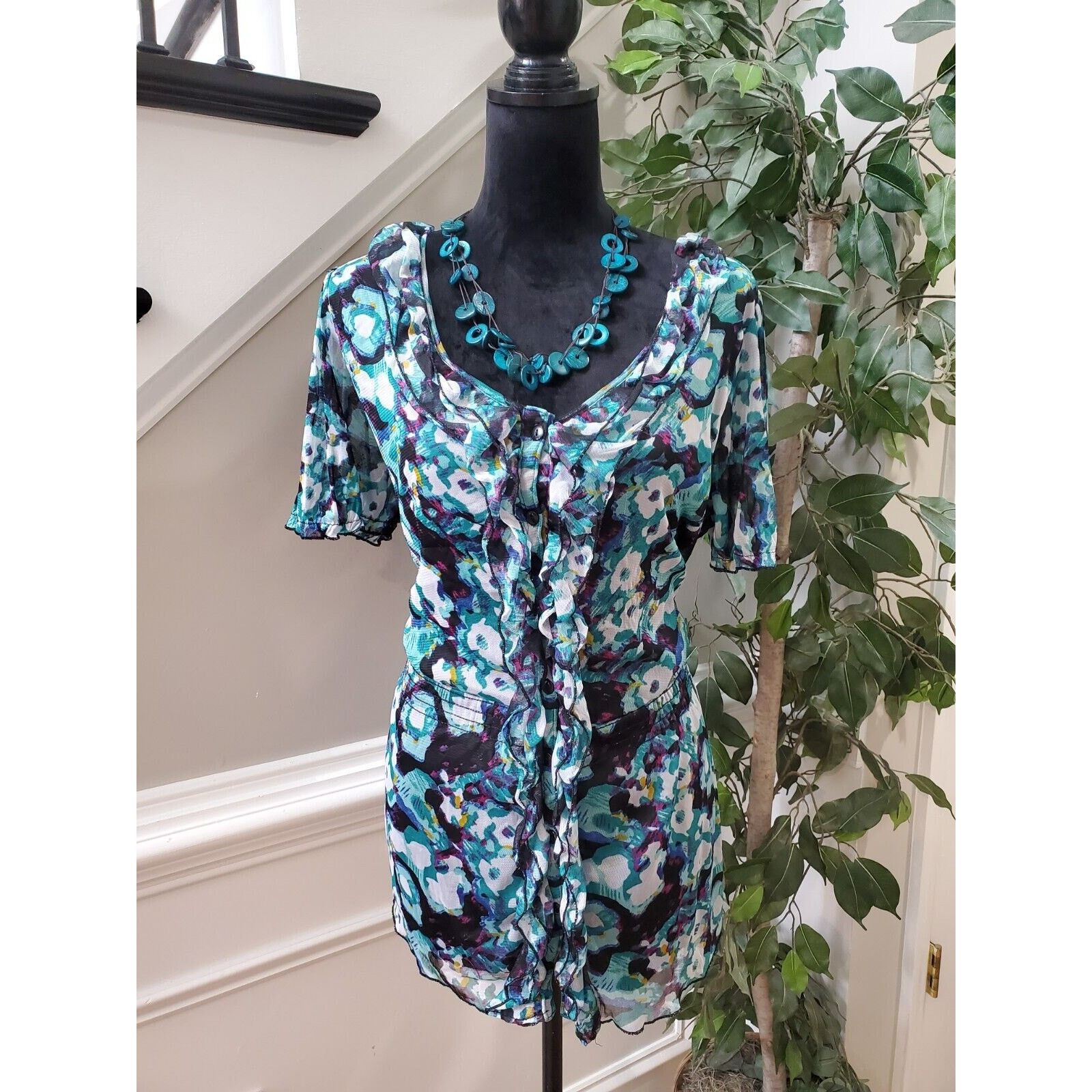 Other Notations Polyester Scoop Neck Short Sleeve Top Blouse 2X Size XXL / US 16-18 / IT 52-54 - 1 Thumbnail