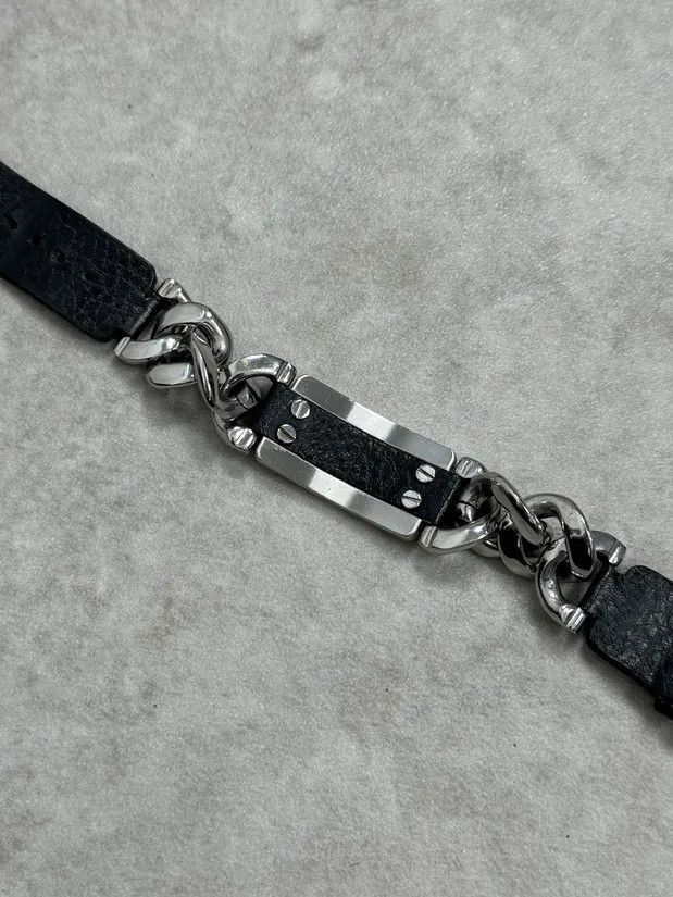 Dolce & Gabbana 2000s Dolce & Gabbana Chain Black Leather Bracelet Size ONE SIZE - 6 Thumbnail