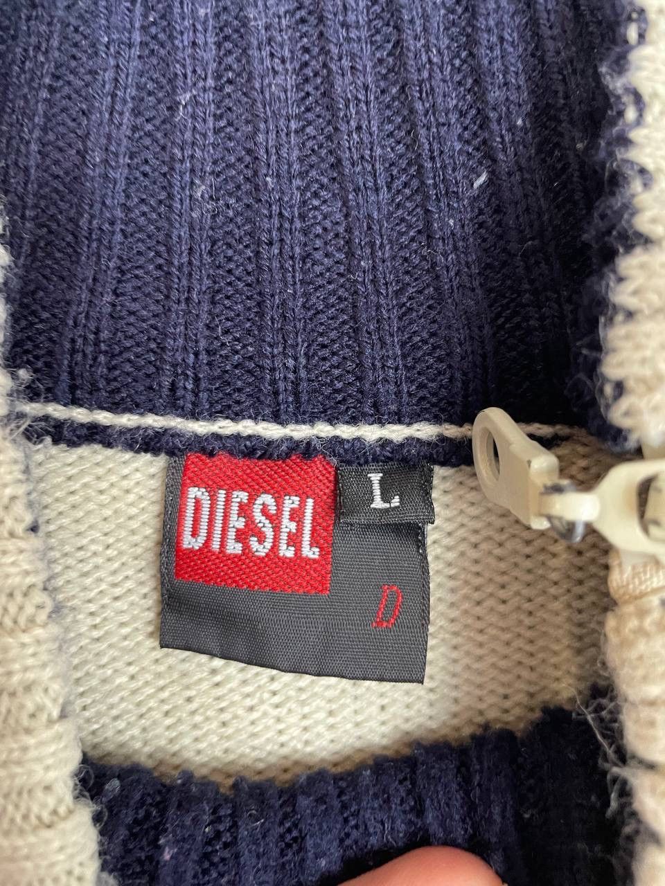 Diesel Diesel Men Vintage Knit Sweater Beige Navy Casual Size L Size US L / EU 52-54 / 3 - 7 Thumbnail