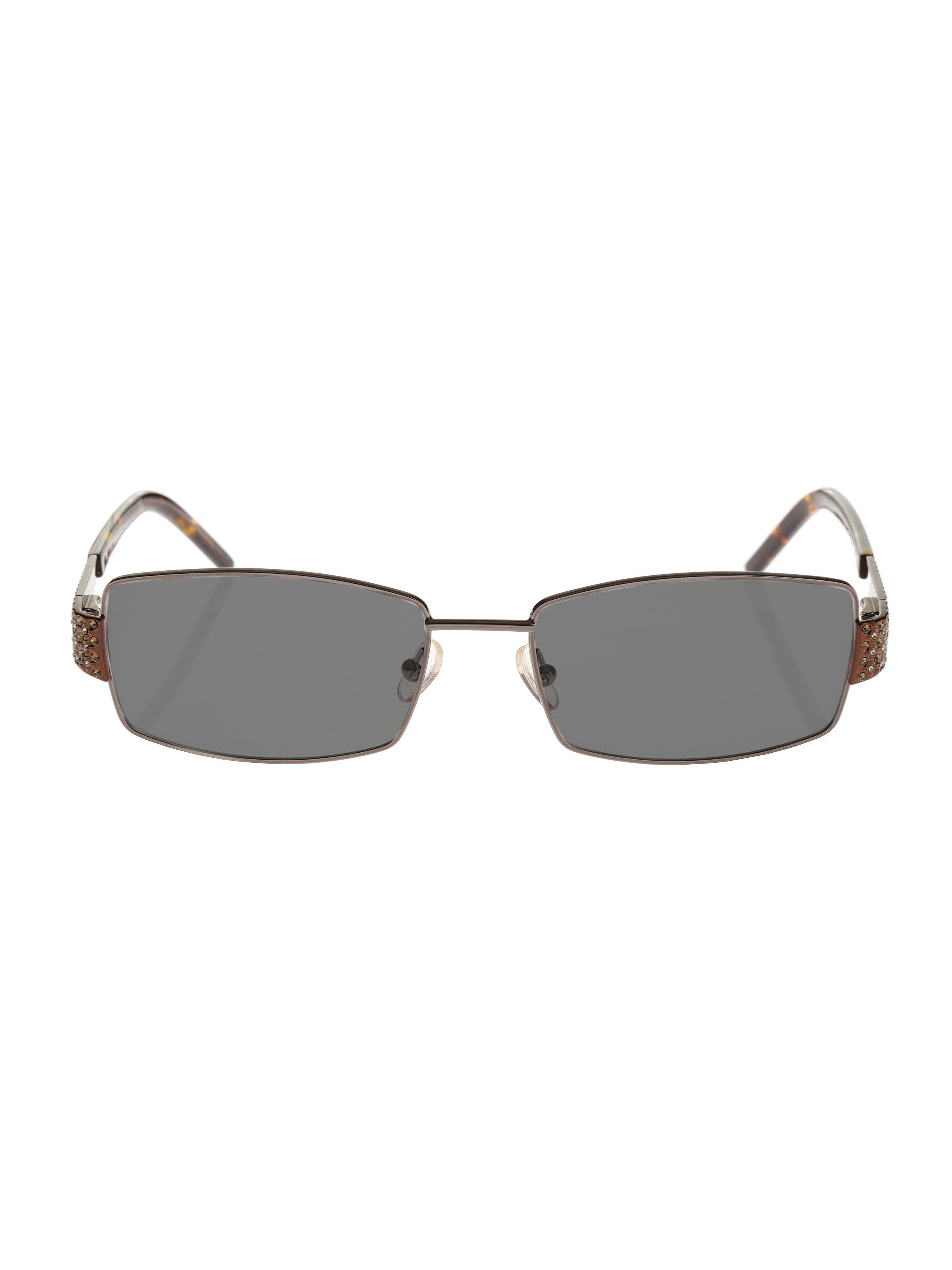 Valentino '90s Crystal Rectangular Frame Sunglasses Black