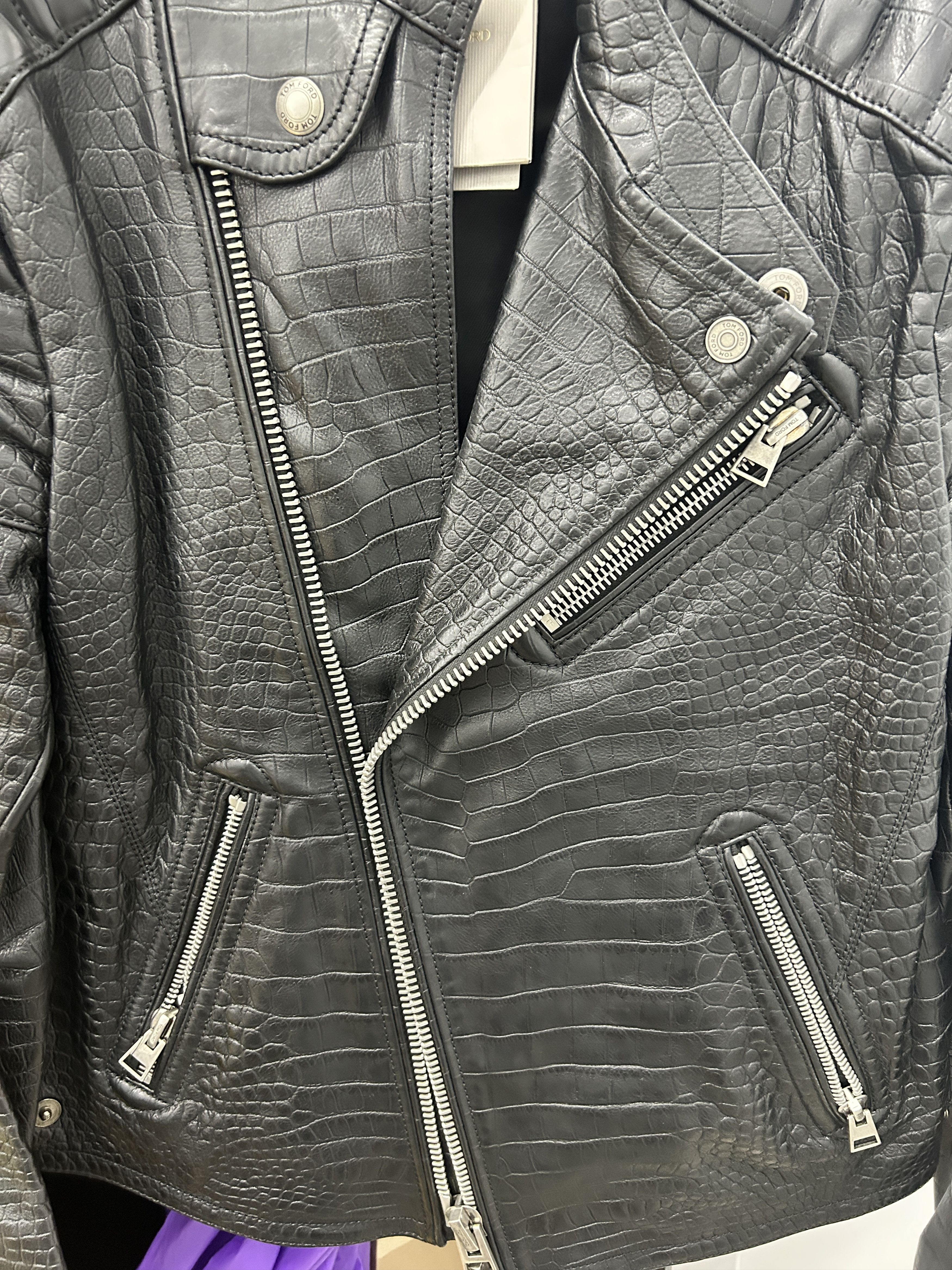 Tom Ford Tom Ford Leather Biker Crocodile Jacket in Black size It 52 Size US L / EU 52-54 / 3 - 12 Thumbnail
