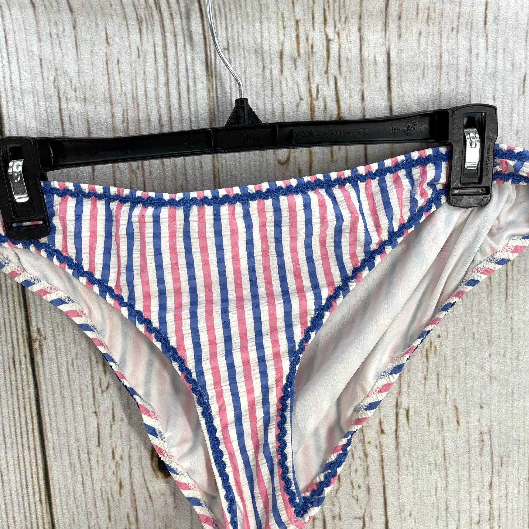 J.Crew J.CREW Bikini Bottom Women L Pink Blue Striped Swimwear Preppy Beach Y2K Bottom Womens Size 36" / US 14 / IT 50 - 2 Thumbnail