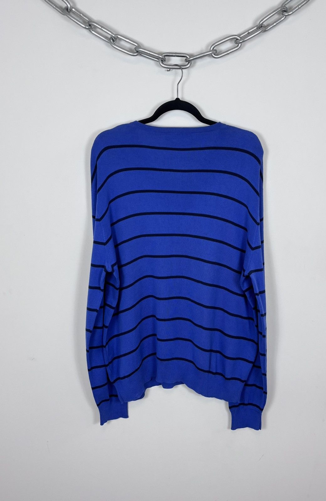 Polo Ralph Lauren Polo Ralph Lauren Men’s Blue Striped V-Neck Sweater Size US XL / EU 56 / 4 - 18 Thumbnail