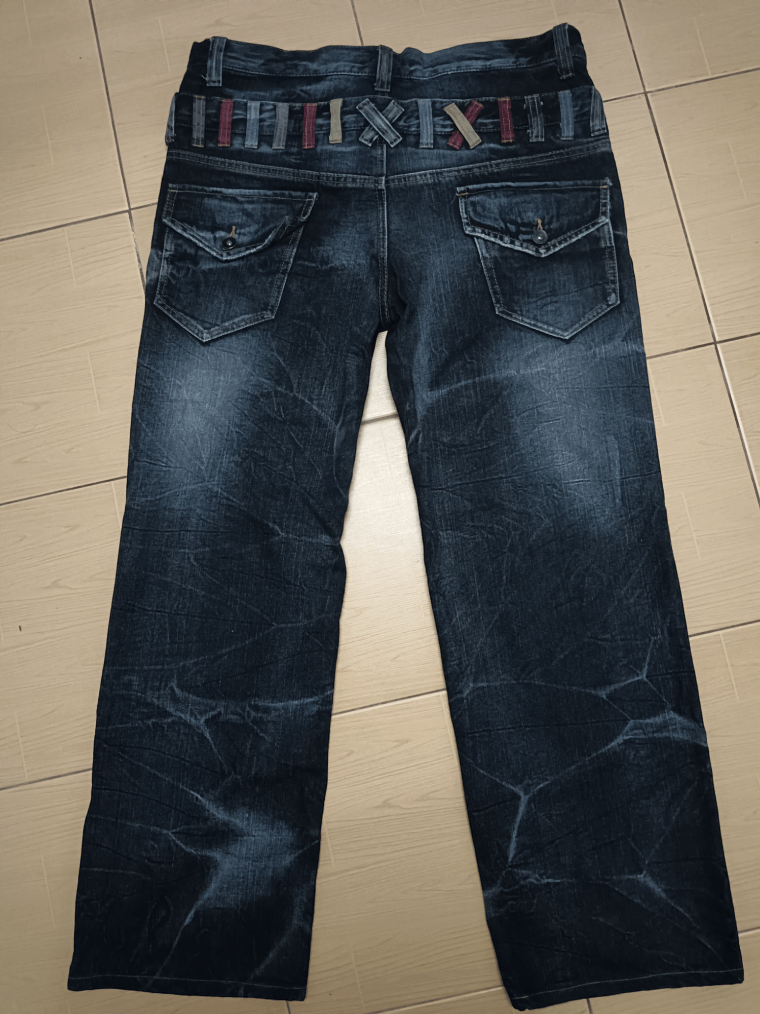 Japan Blue 🔥FYE🔥Blow By Blue Double Waist Thunder Whiskers Jeans Size US 34 / EU 50 - 3 Thumbnail