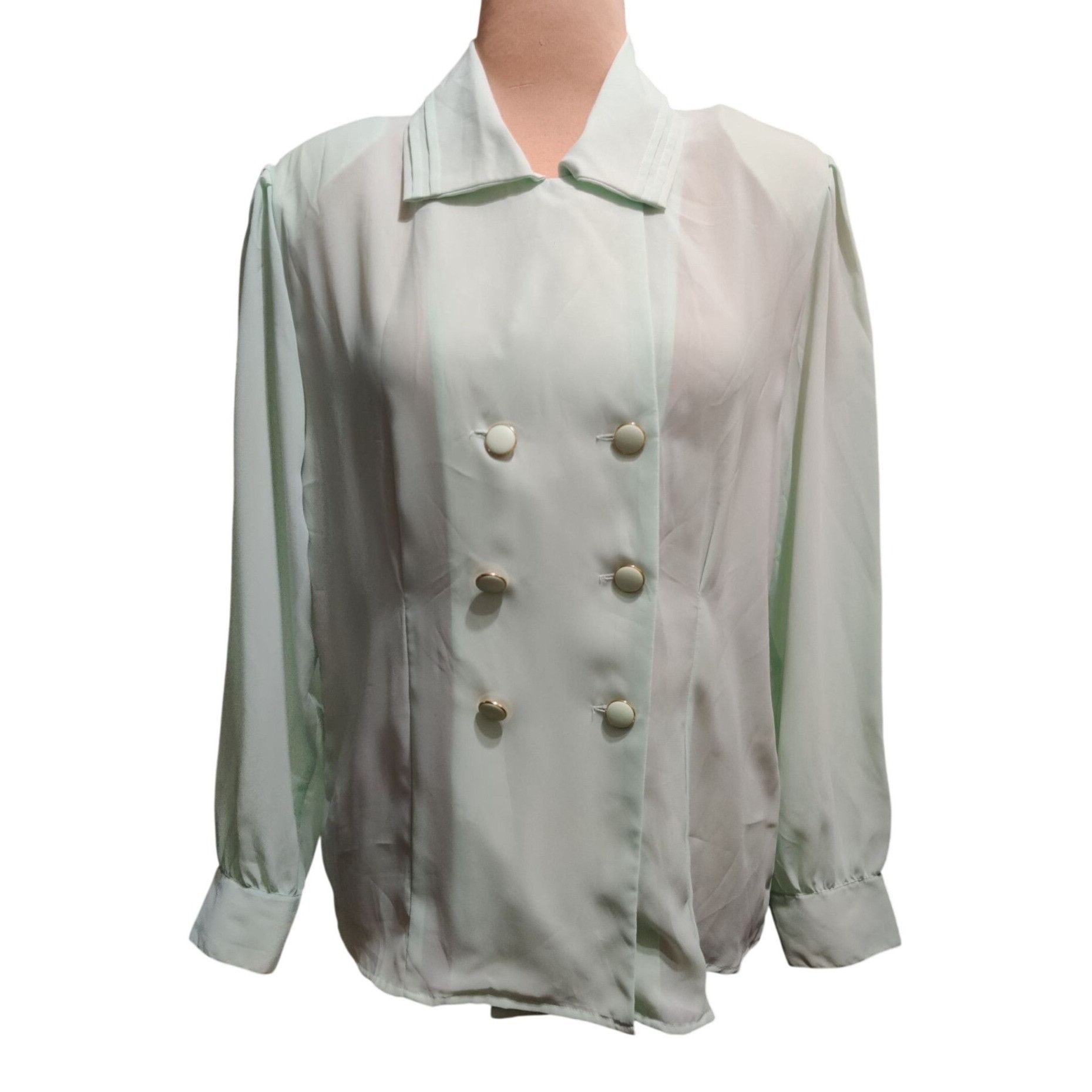 Vintage Vintage Plus Size 18 Mint Green Blouse Double Breasted Butto Size XXL / US 16-18 / IT 52-54 - 1 Thumbnail