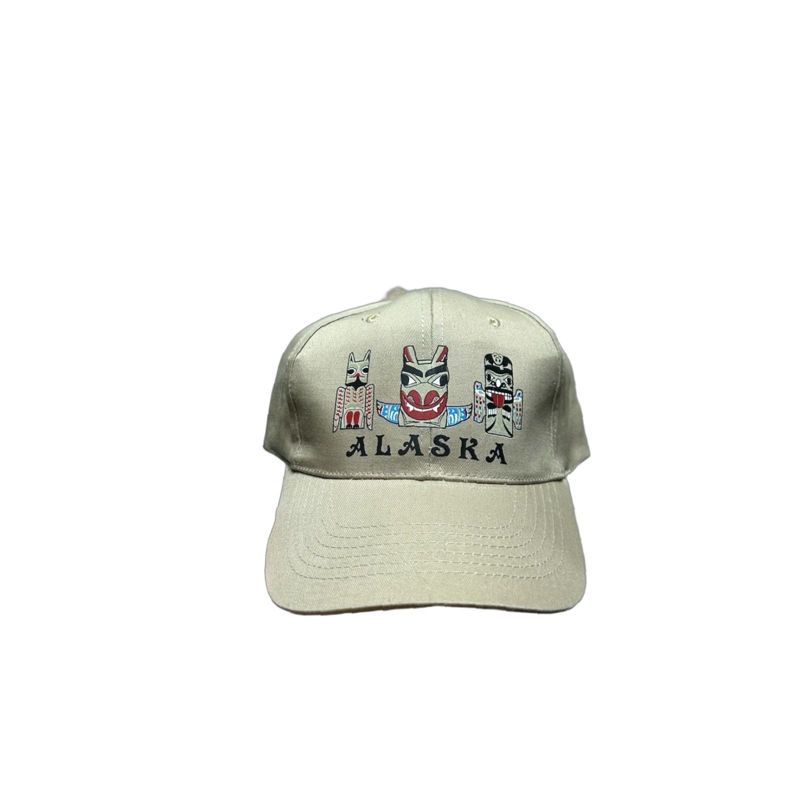 Vintage VINTAGE strapback hat cap Alaska totem kachina beige tan adjustable adult Mens Beige Alaska totem kachina strapback hat cap adjustable Mens Size ONE SIZE - 1 Thumbnail