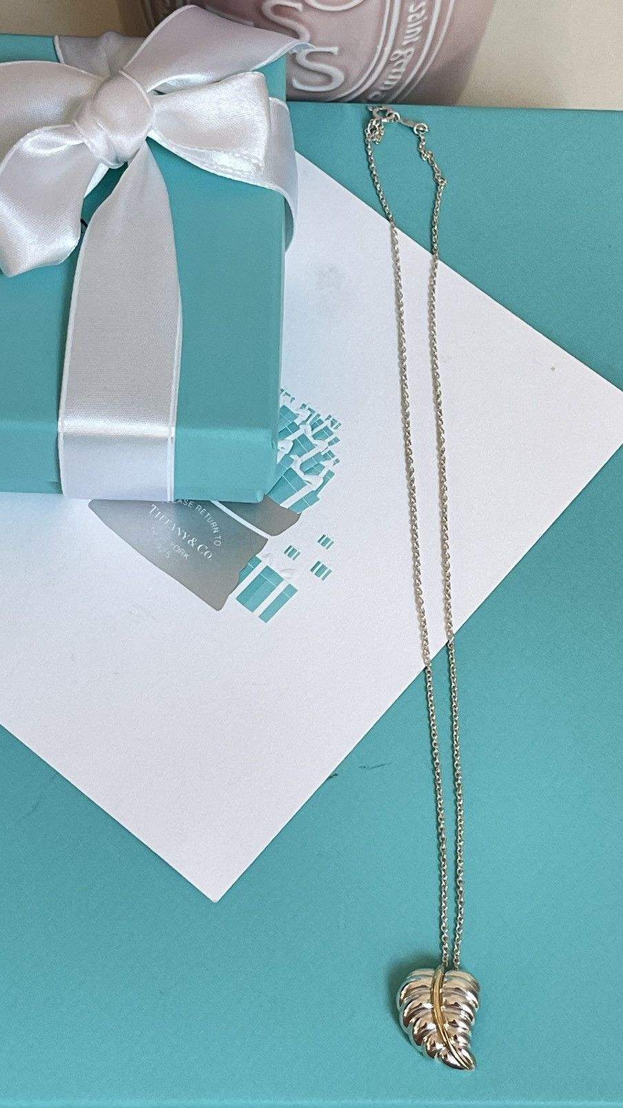 Tiffany & Co. Tiffany & Co leaf pendant Silver and YG 18K 18” with Box Size ONE SIZE - 10 Thumbnail
