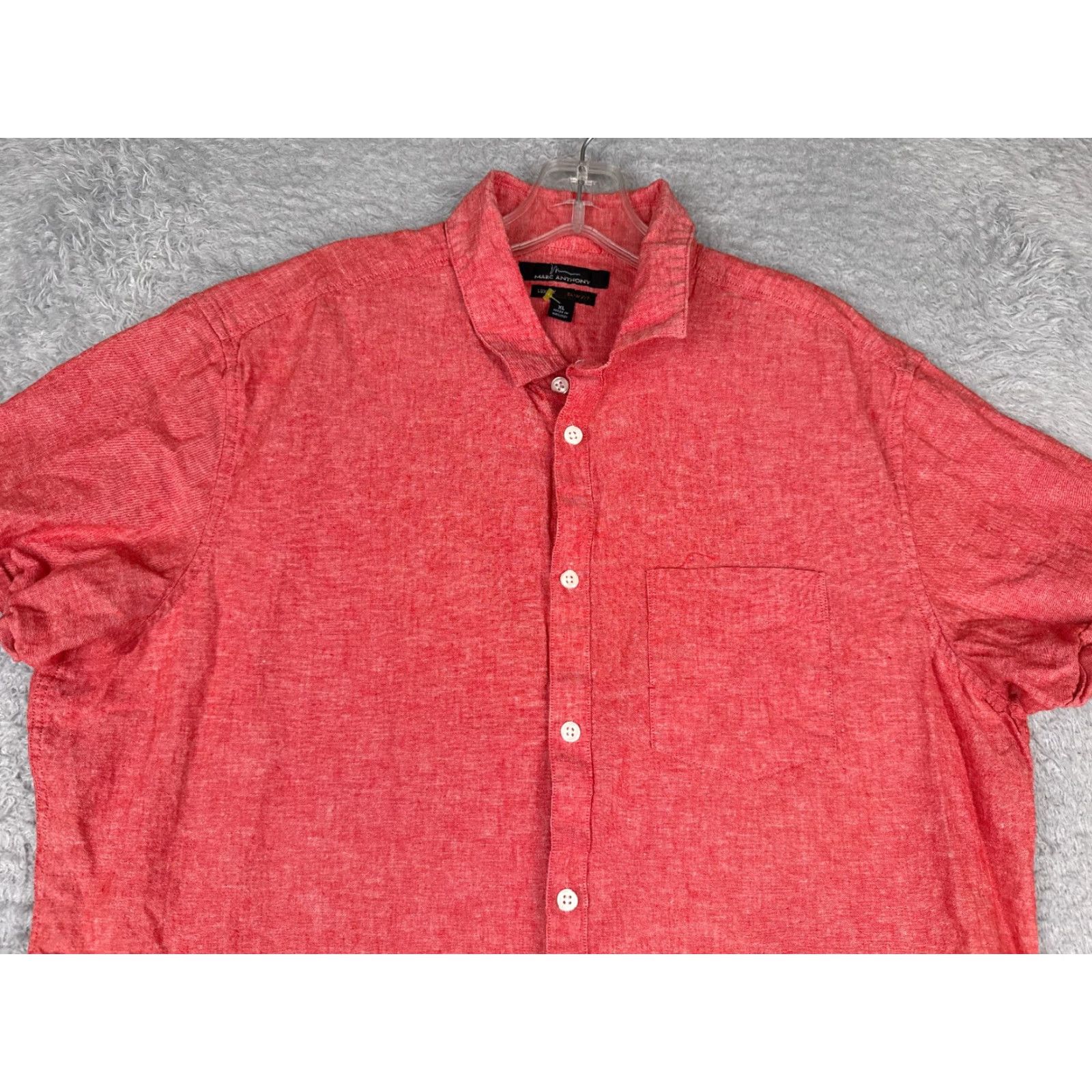 Marcs Marc Anthony Shirt Mens XL Pink Button Up Hawaiian Linen Slim Fit Size US XL / EU 56 / 4 - 4 Thumbnail