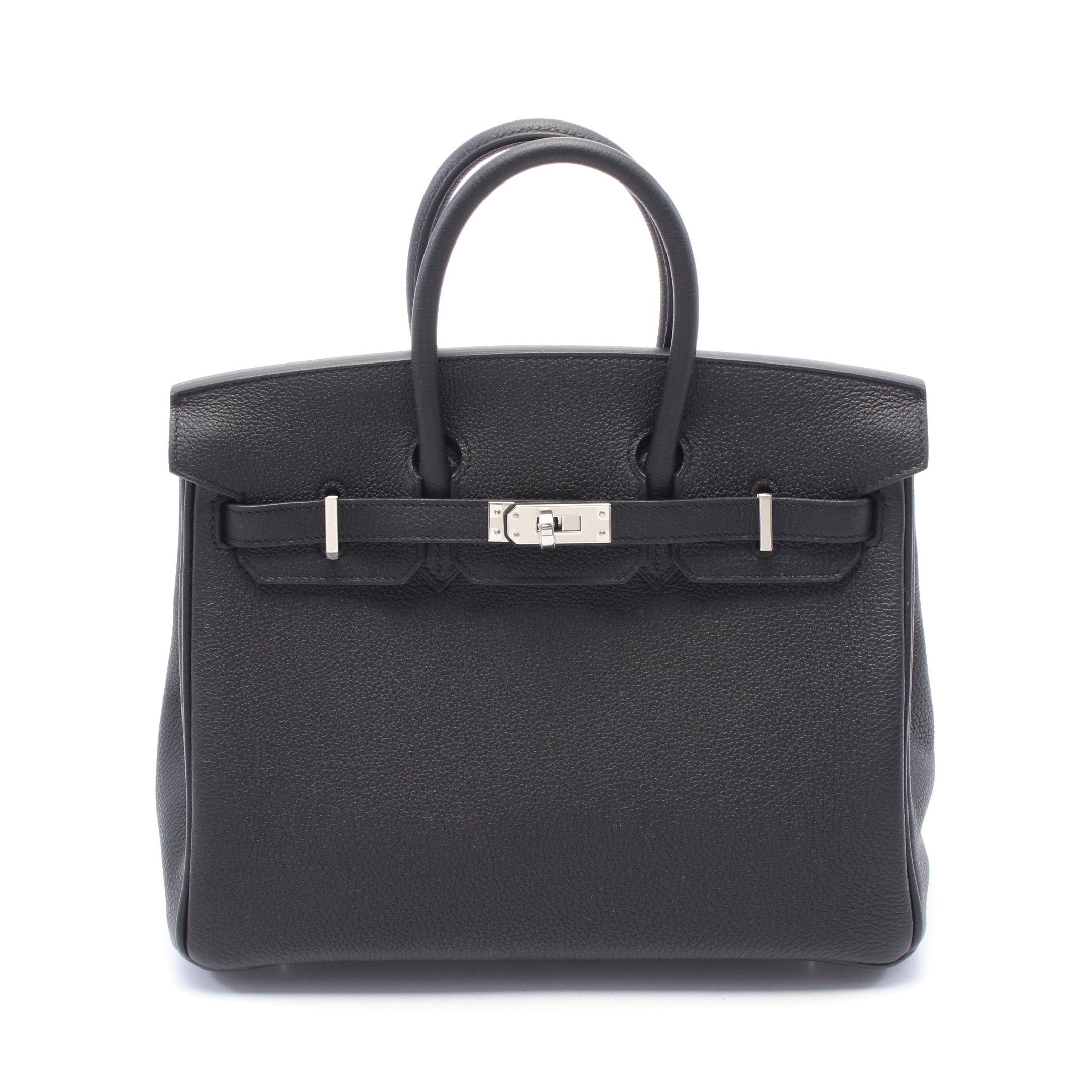 Hermes Hermes Birkin 25 Handbag Togo Black Silver Hardware Double Engraved Size ONE SIZE - 1 Thumbnail