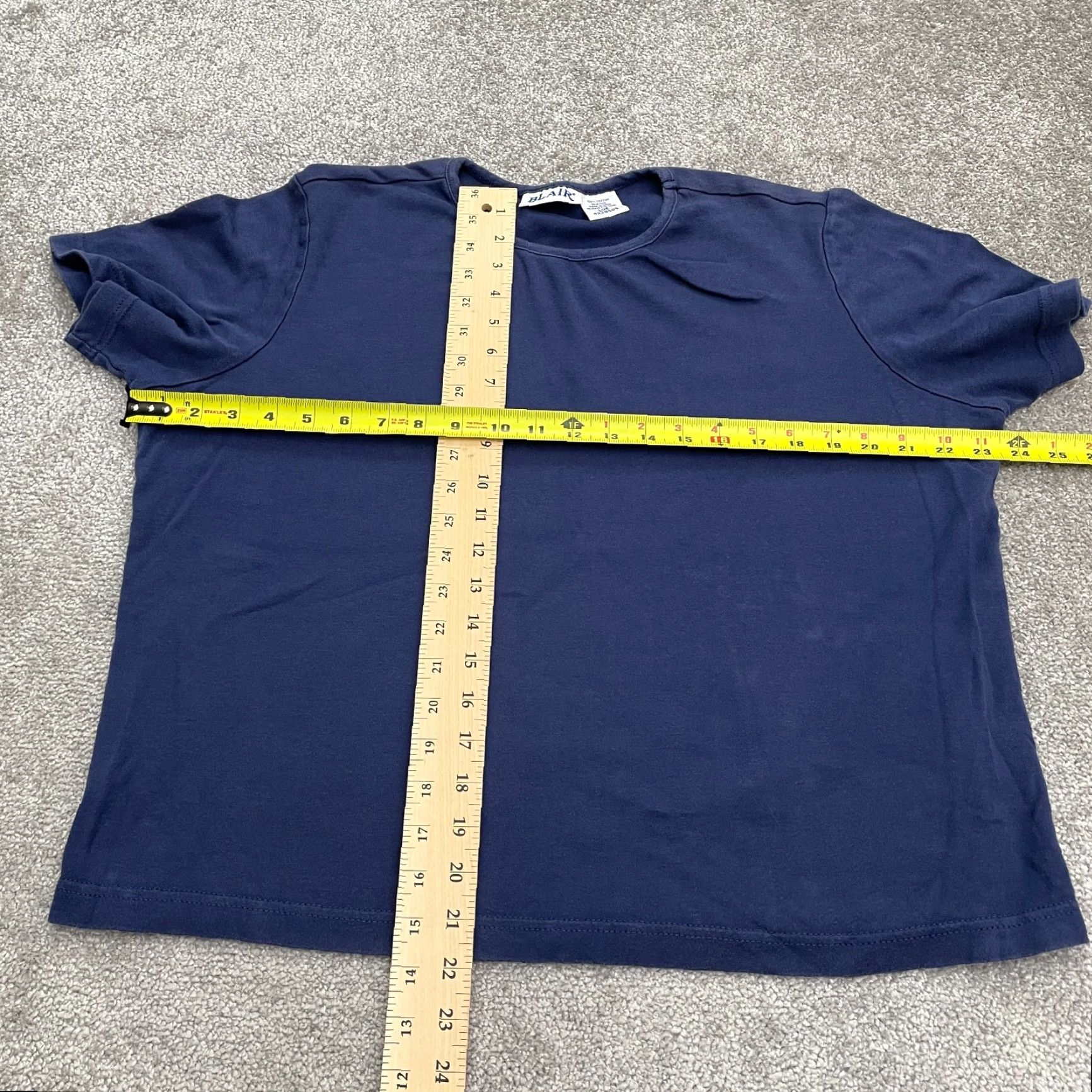 Blair Blair Basic Shirt Women Large Navy Blue Crew Neck Short Sleeve Cotton Casual Tee Size L / US 10 / IT 46 - 6 Thumbnail