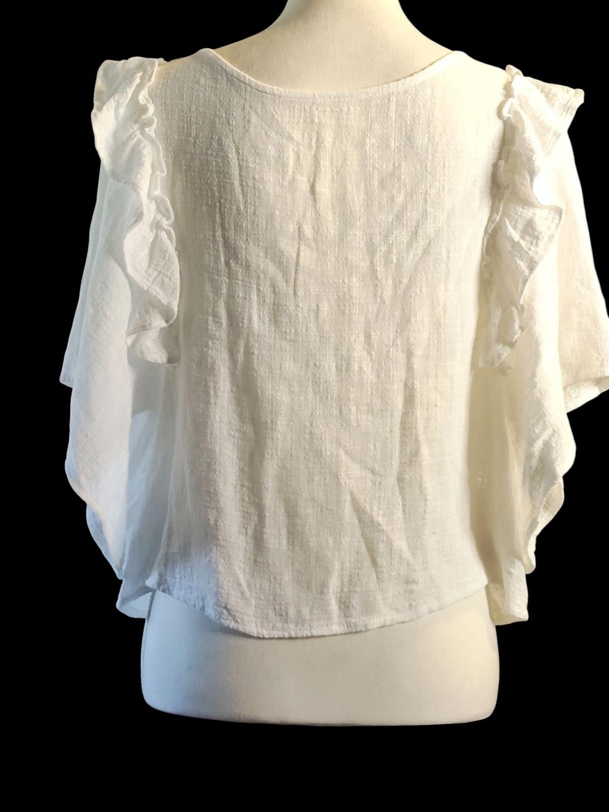 Other Favlux White Ruffle Sleeve Blouse - Women's Casual Top Size M / US 6-8 / IT 42-44 - 6 Thumbnail
