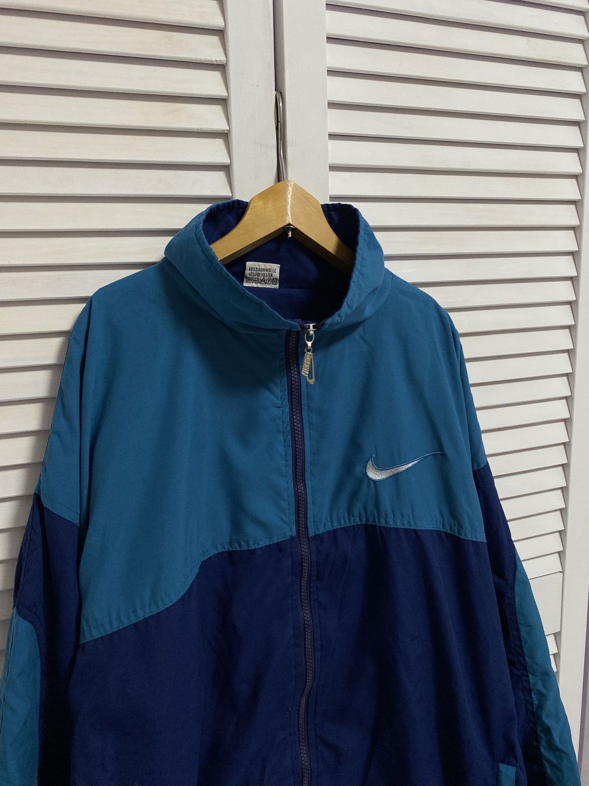 Nike × Vintage 💙 Vintage Zip Up Sweater NIKE Big Swoosh Double Logo Size US M / EU 48-50 / 2 - 3 Thumbnail