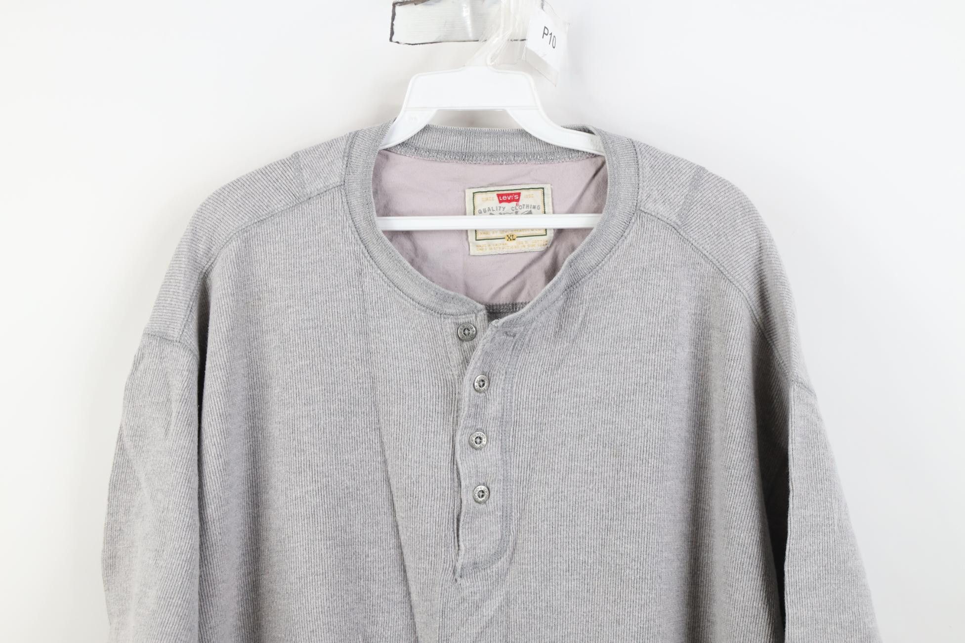 Levi's Vintage 90s Levis Knit Short Sleeve Henley T-Shirt Gray Size US XL / EU 56 / 4 - 2 Thumbnail