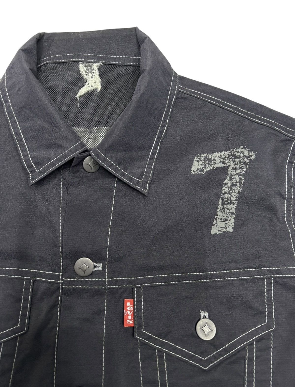 If Six Was Nine × Levi's 🔥RARE LEVIS FLU BLACK NYLON TRUCKER JACKET Size US M / EU 48-50 / 2 - 15 Thumbnail