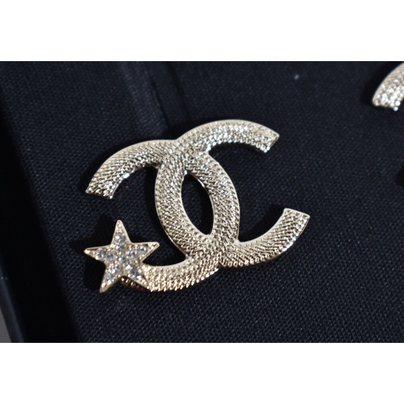 Chanel Chanel Gold Crystal Star Drop Statement Stud Earrings Size ONE SIZE - 5 Thumbnail