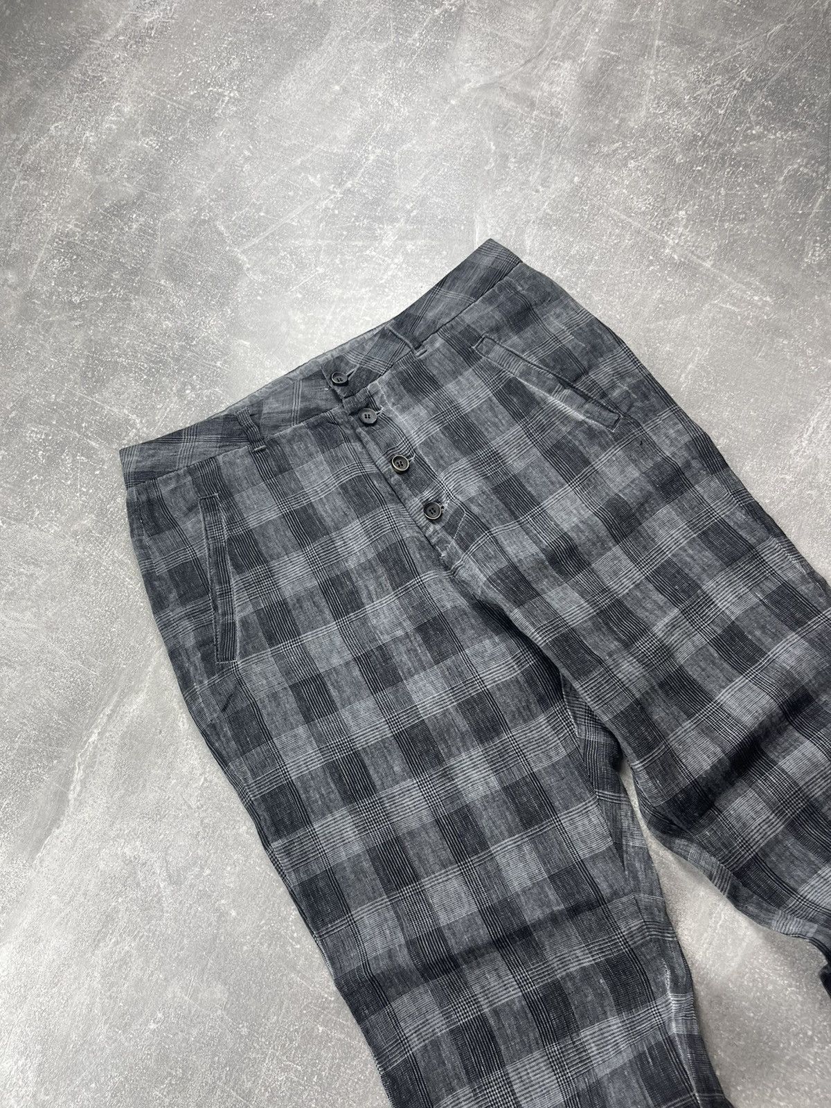 Transit Transit Par-Such Linen Trousers Gray Plaid Pants Avant-Garde Size 32" / US 10 / IT 46 - 4 Thumbnail