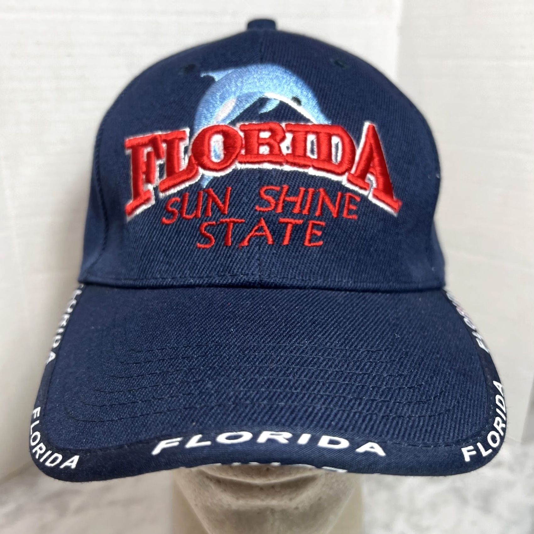 Vintage VINTAGE Florida Sun Shine State Hat Dolphin Embroidered Adult Baseball Cap Adjustable Mens Blue Size ONE SIZE - 3 Thumbnail
