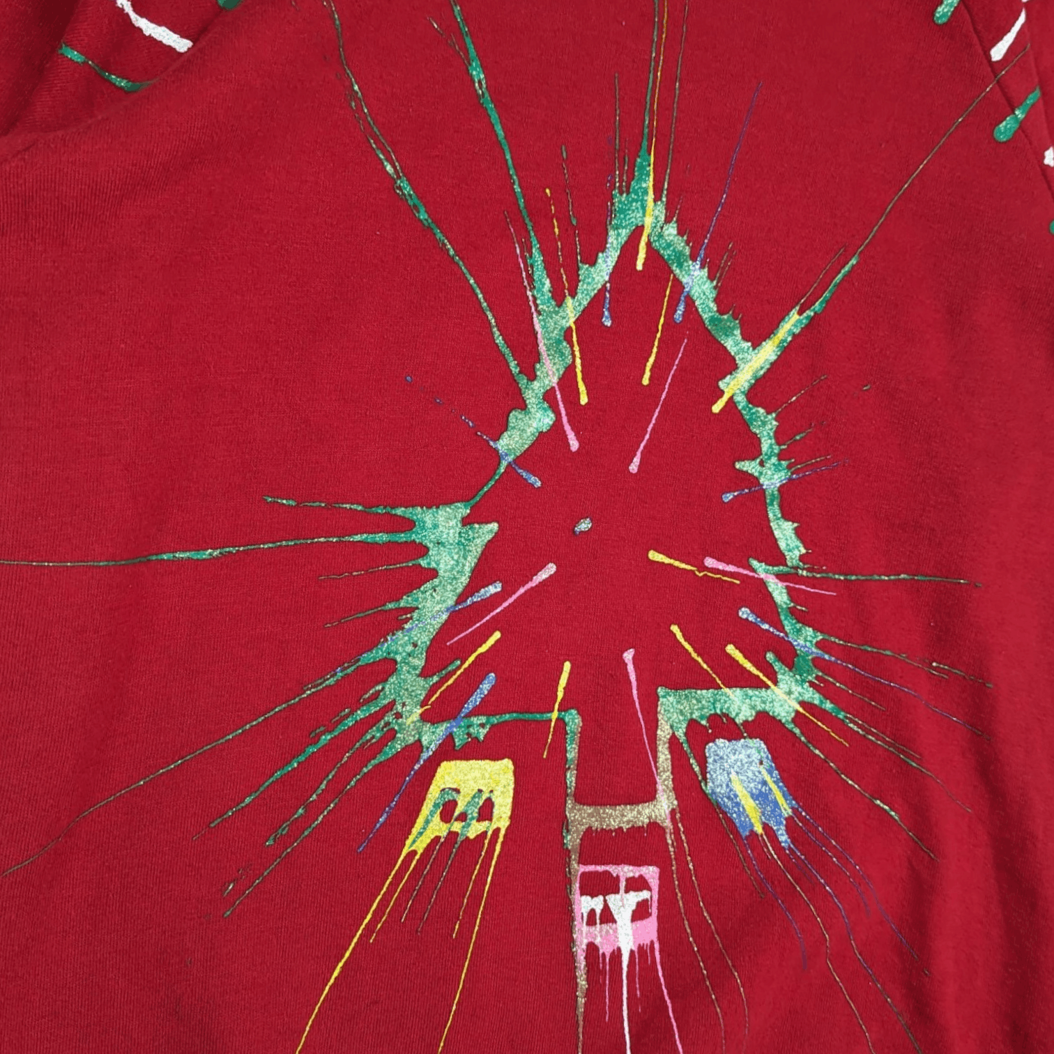 Vintage Vintage 90's CHRISTMAS TREE Art Paint Custom Sweatshirt Size US M / EU 48-50 / 2 - 6 Thumbnail