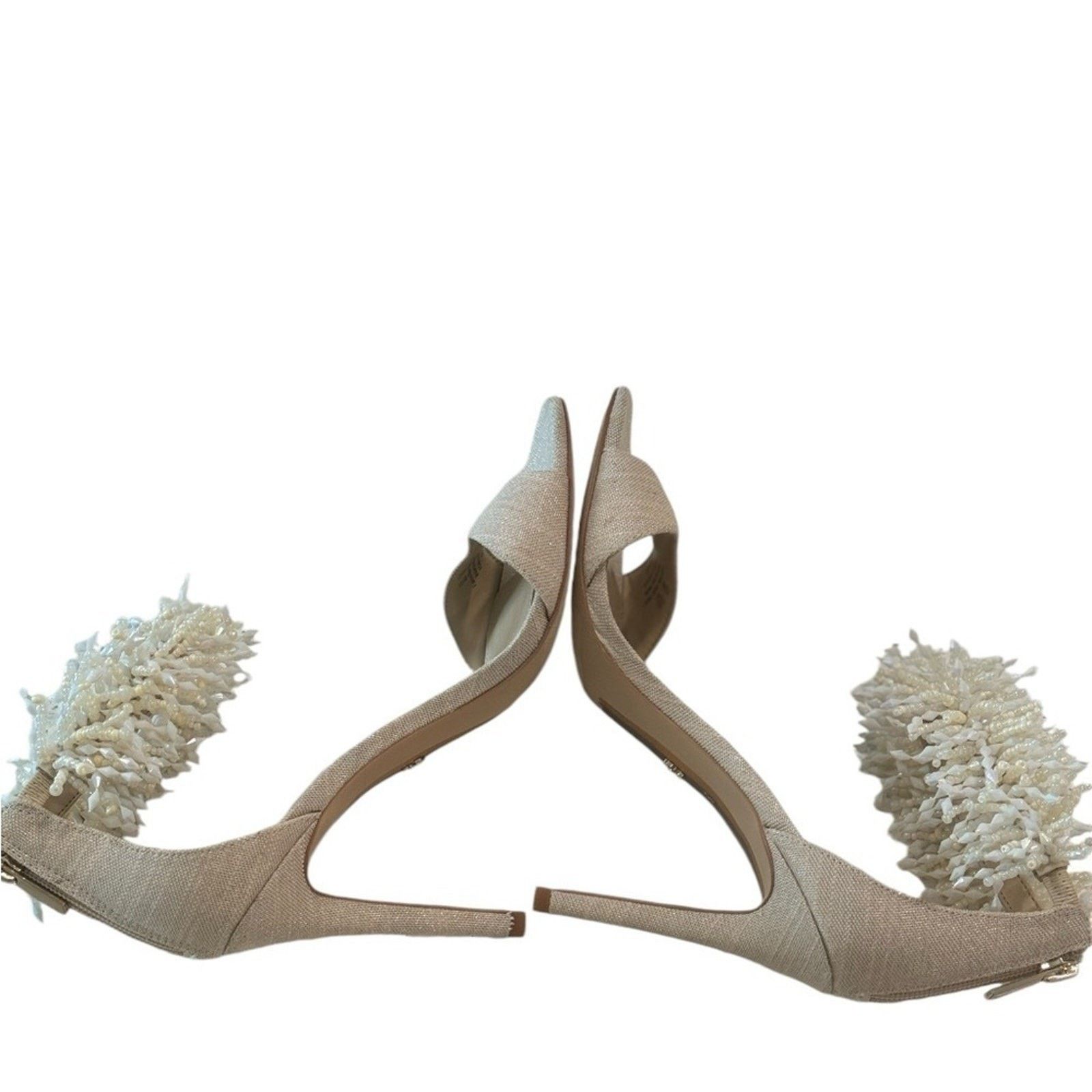 Sam Edelman Sam Edelman Gillie Sand Linen Beaded Heels Womens Size 8 Size US 8 / IT 38 - 14 Thumbnail
