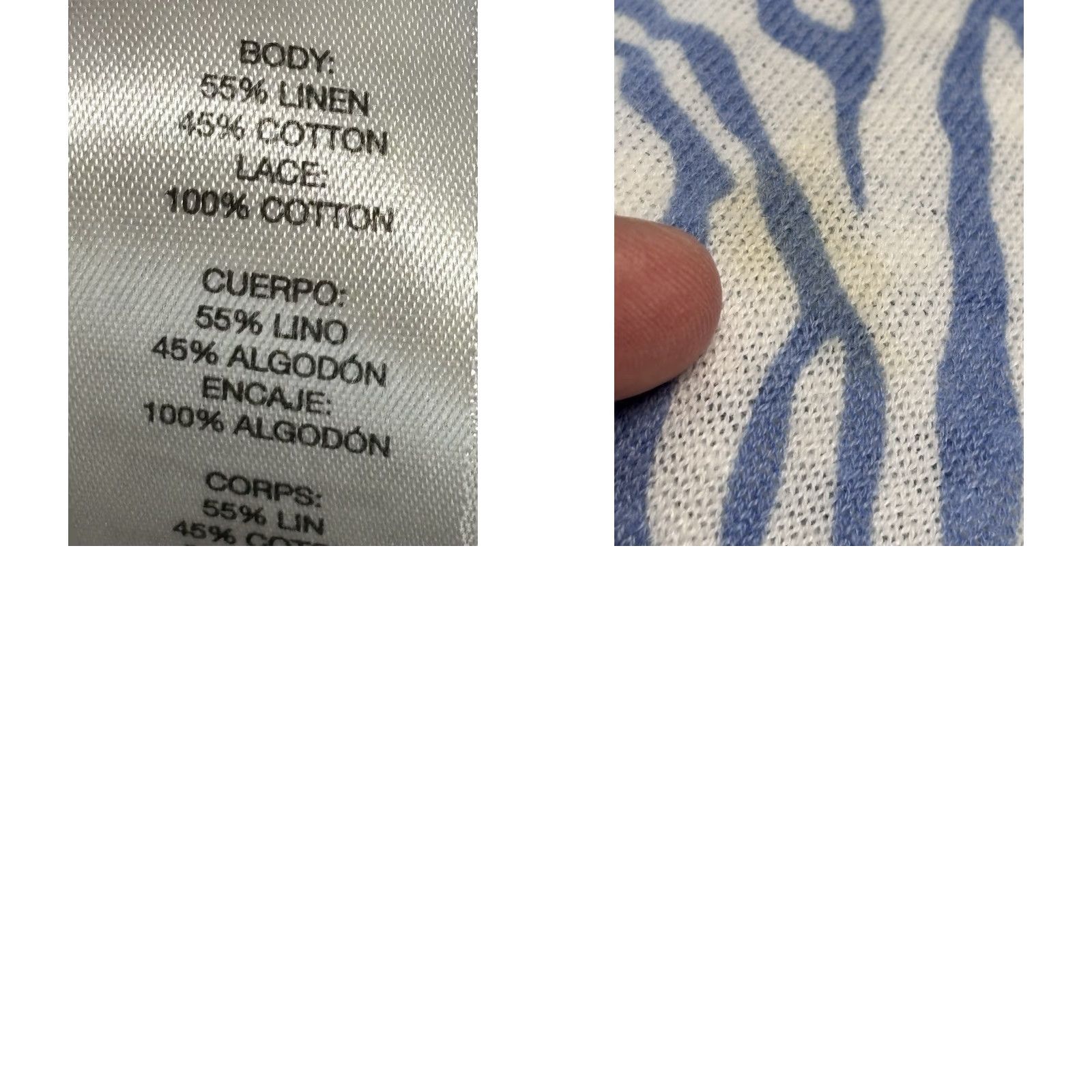 Vintage Chico's Coastal Cardigan Women 2XL Linen Blend Zebra White Blue Womens Size XXL / US 16-18 / IT 52-54 - 8 Thumbnail