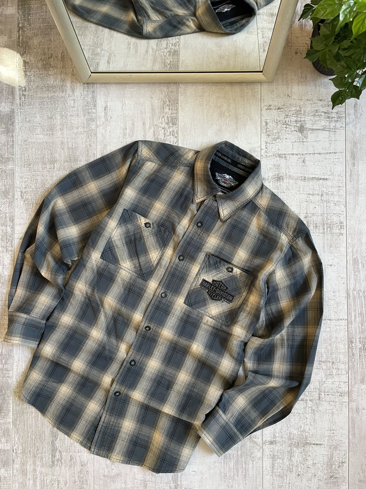 Harley Davidson × Japanese Brand Vintage Harley Davidson Flannel Shirt Button Up Size US S / EU 44-46 / 1 - 6 Thumbnail