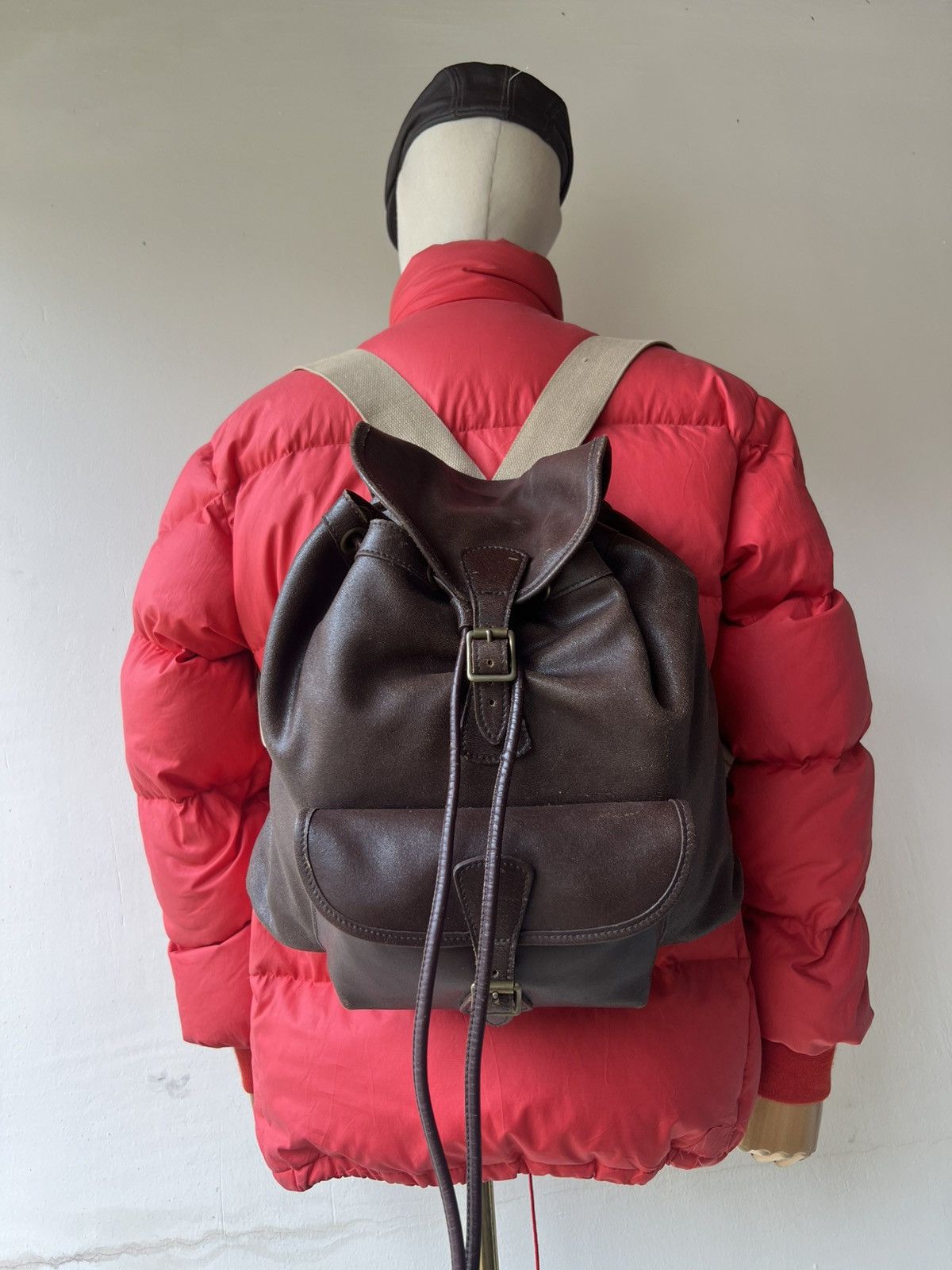 Leather VTG J&M Davidson Distress Blistered Leather Backpack Bag Size ONE SIZE - 4 Thumbnail