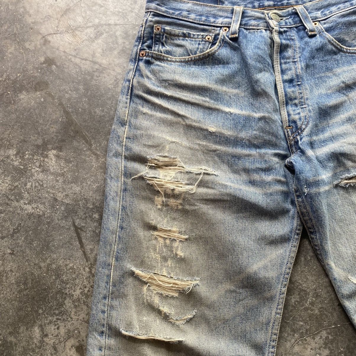 Levi's Vintage Clothing Distressed 501 Levis Denim Short Size US 30 / EU 46 - 3 Thumbnail