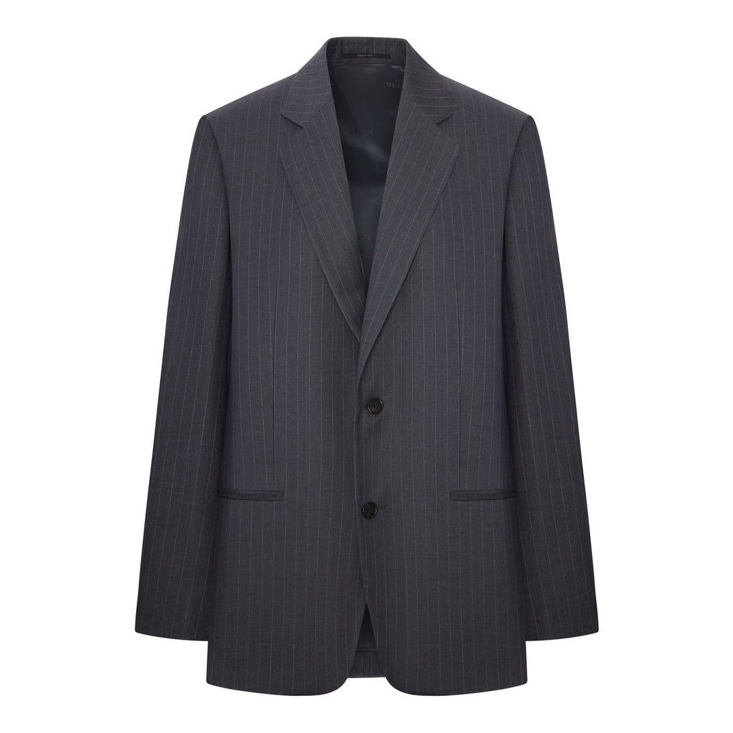 Gucci GUCCI $3500 Gray Pinstripe Wool Jacket New & Authentic (Wome Size S / US 4 / IT 40 - 1 Preview