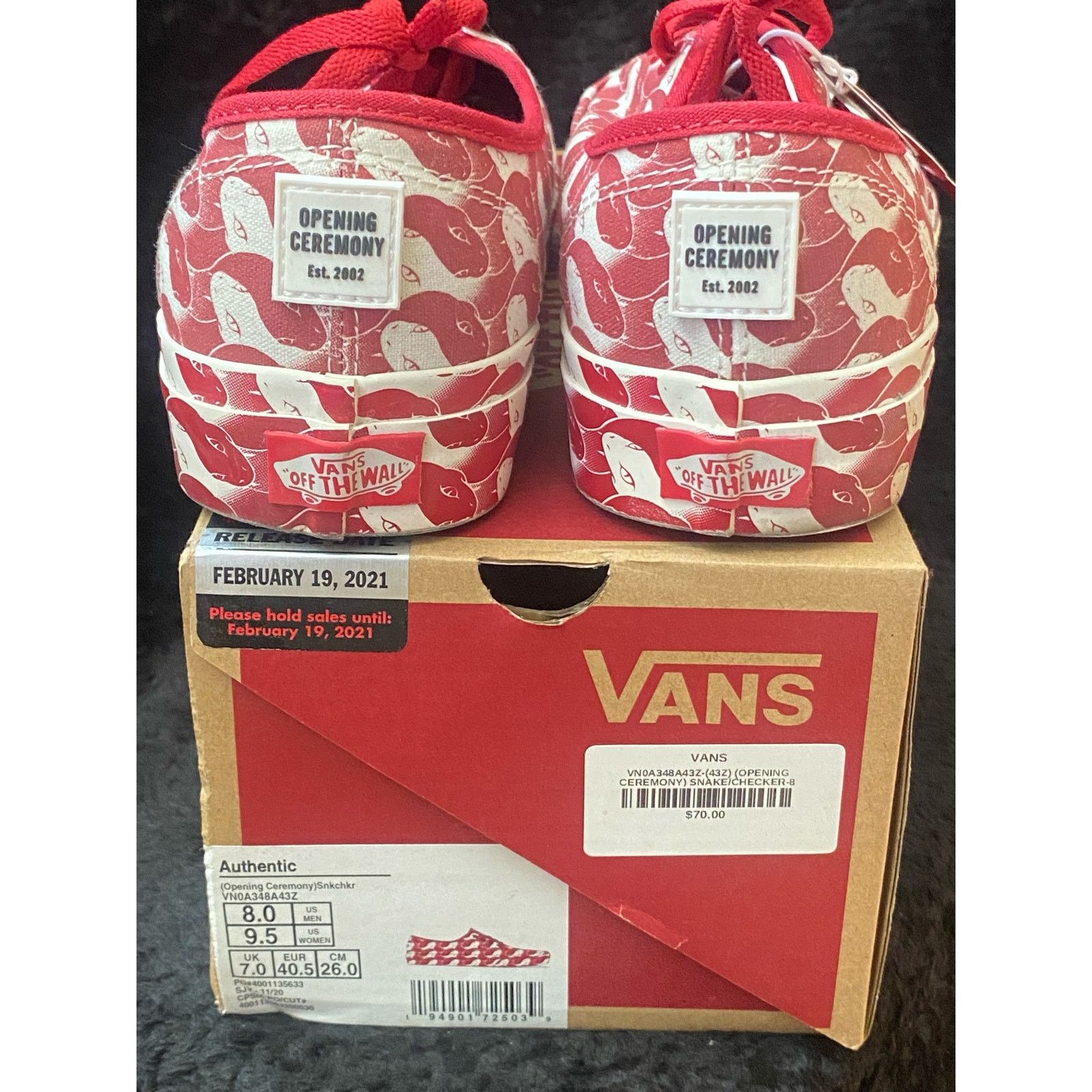 Opening Ceremony × Vans Vans Authentic Opening Ceremony Red Snake sz m8 w9.5 Size US 8 / EU 41 - 4 Thumbnail