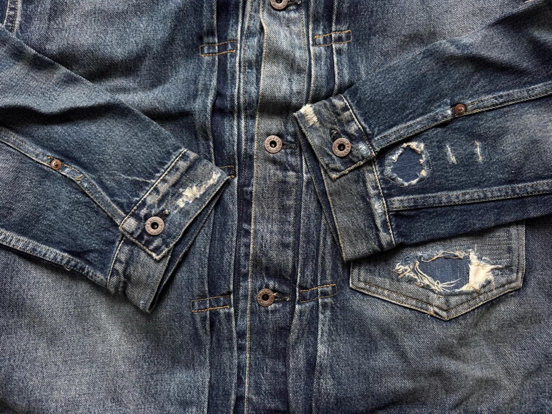 Madness MADNESS 24AW AGING TYPE-I Ripped Denim Jacket Japan Size US XL / EU 56 / 4 - 7 Thumbnail