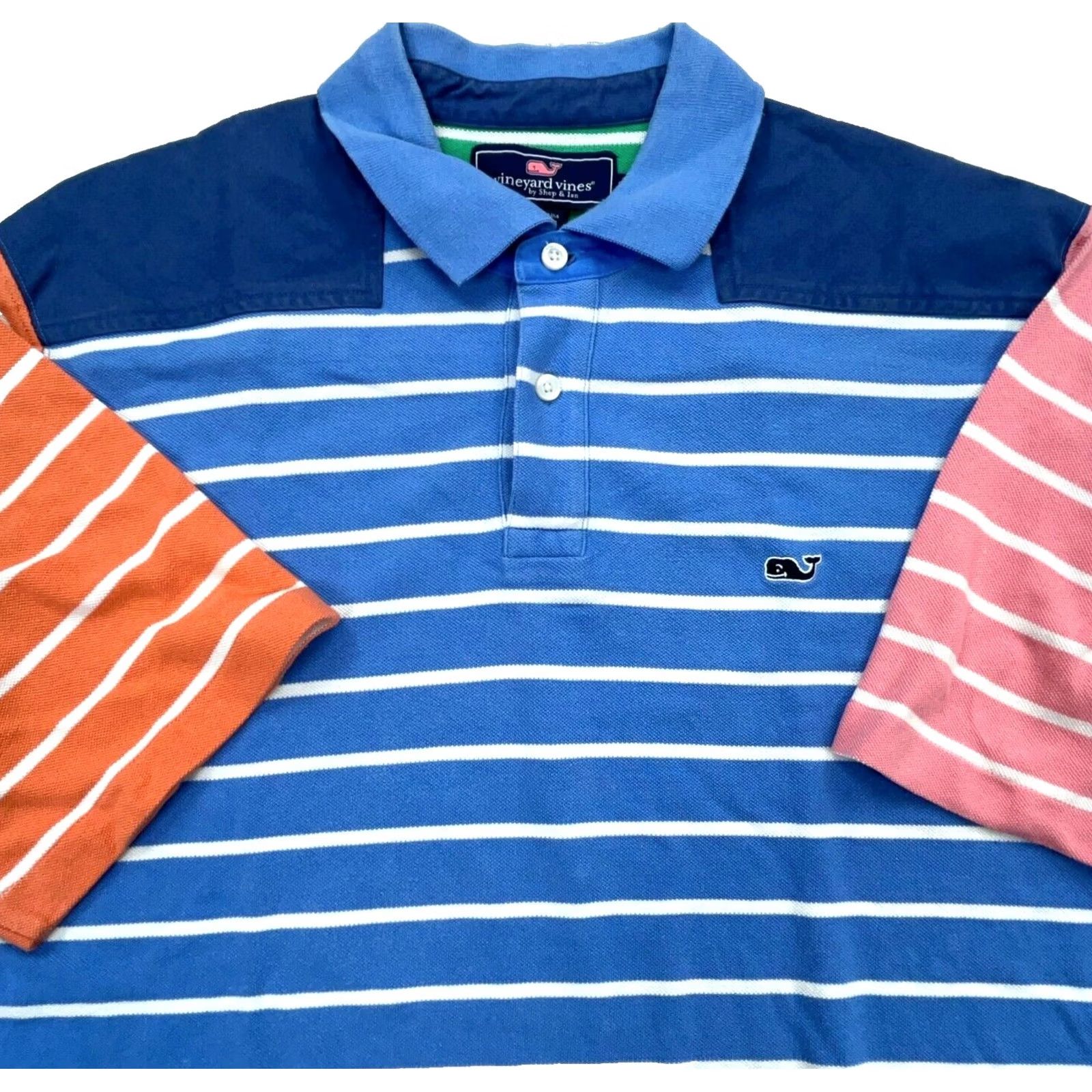 Vineyard Vines Vineyard Vines Polo Shirt Men Large Blue Pink Striped Colorblock Patchwork Fun Size US L / EU 52-54 / 3 - 2 Thumbnail