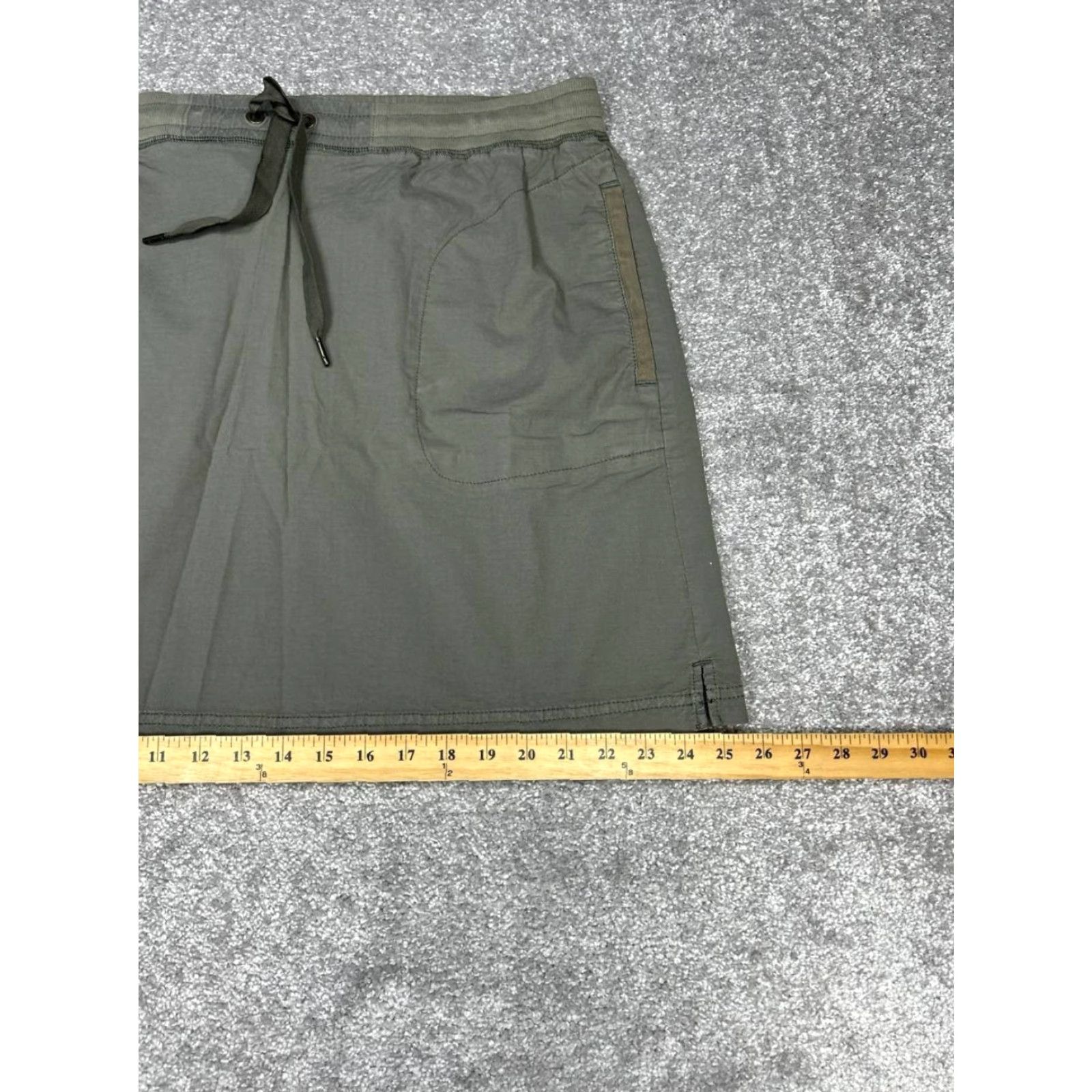 Vintage LL Bean Skirt Womens XL Green S Cotton Stretch Drawstring Athleisure Ripstop Size 40" / US 18 - 3 Thumbnail