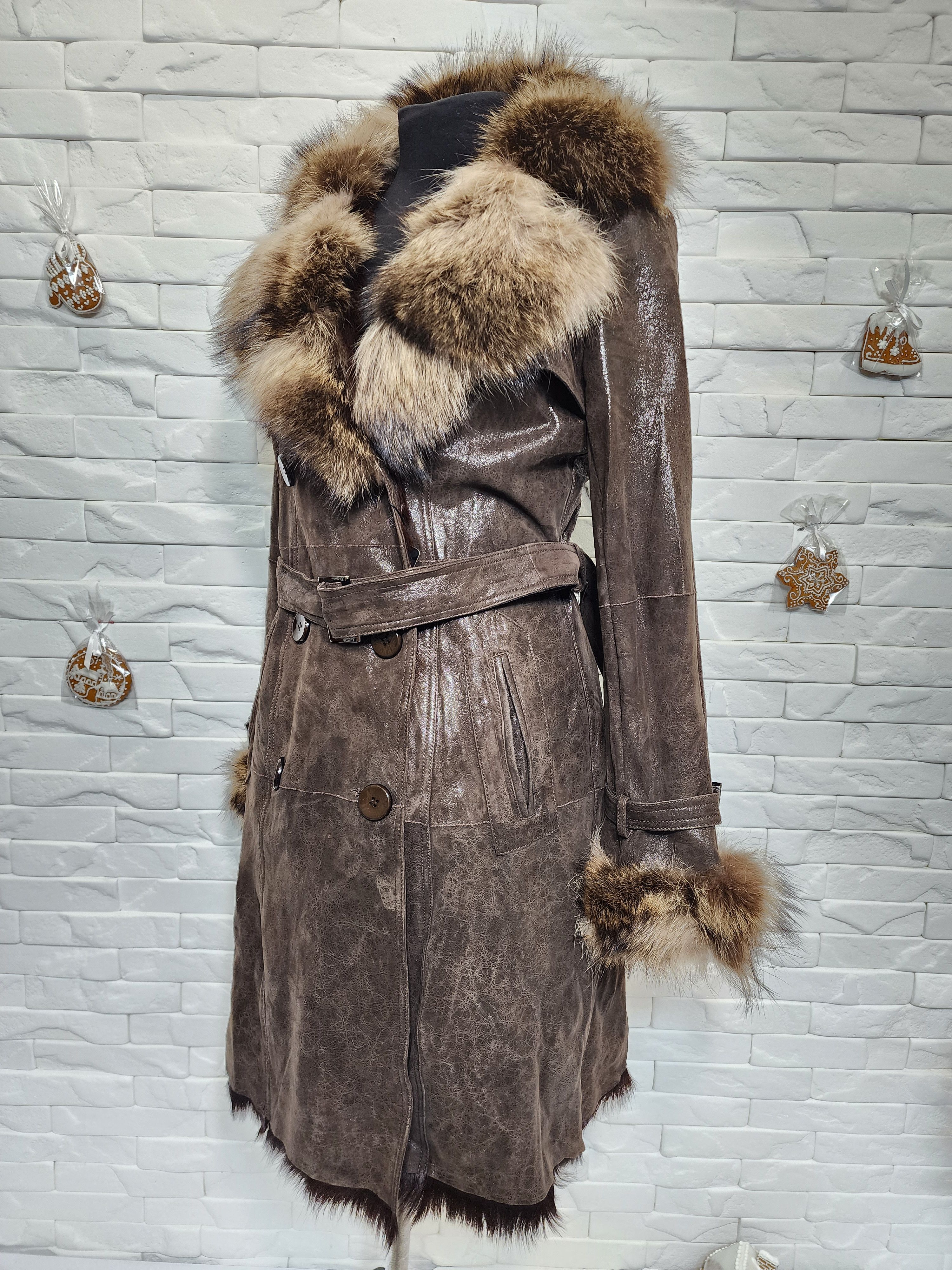 Furla Brown Sheepskin Coat: Women's Genuine Fur Size L / US 10 / IT 46 - 2 Thumbnail