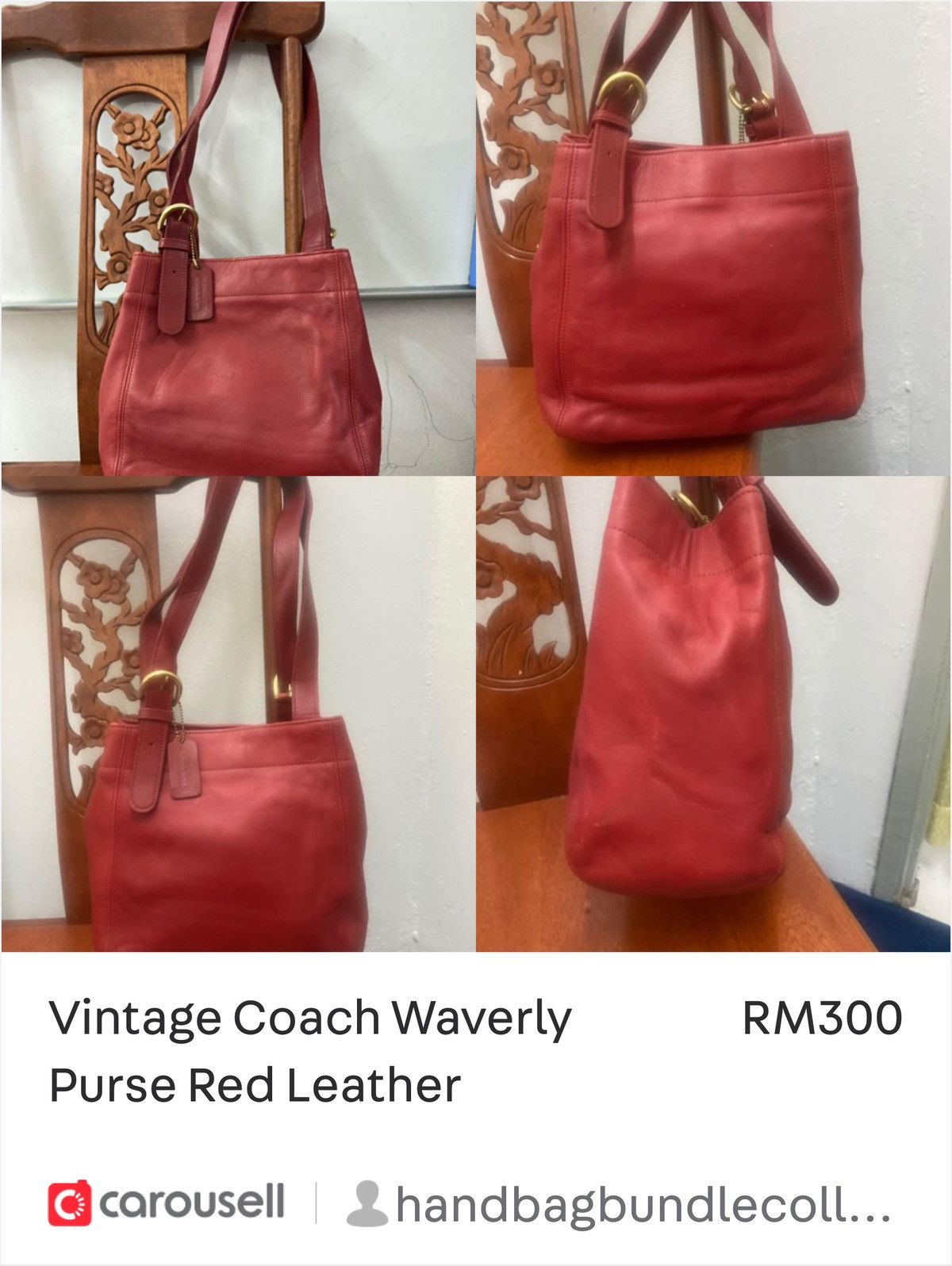 Coach Vintage Coach Waverly Purse Red Leather Size ONE SIZE - 1 Thumbnail