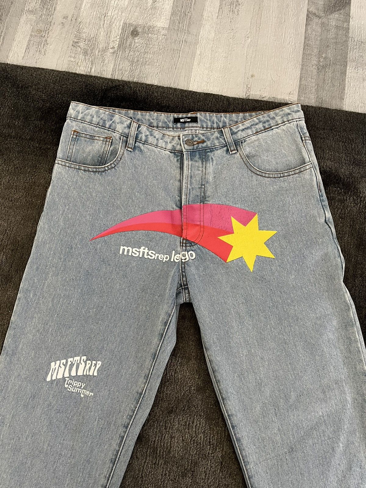 Msftsrep Msftsrep Trippy Summer Rainbow Logo Printed Denim Size US 34 / EU 50 - 2 Thumbnail