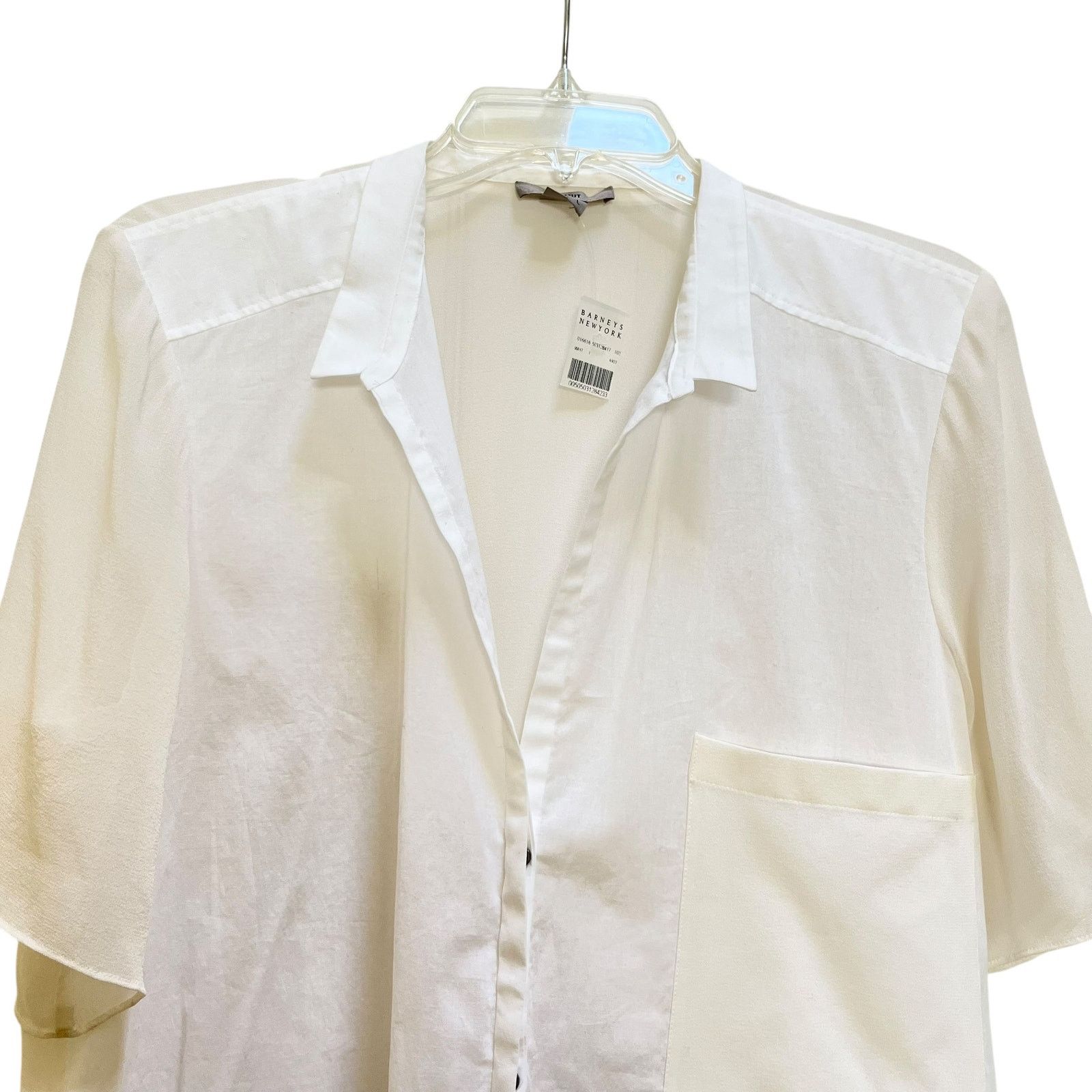 Helmut Lang Helmut Helmut Lang White Cotton Silk Combo Blouse Size L / US 10 / IT 46 - 3 Thumbnail