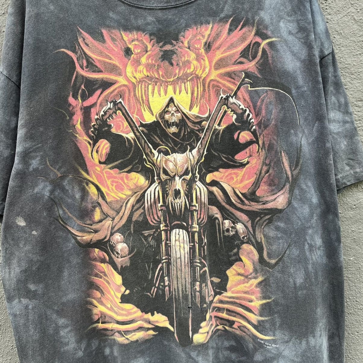 Vintage Thrashed Faded Y2k Skul Bone Tie Dye Tee Size US XXL / EU 58 / 5 - 3 Thumbnail