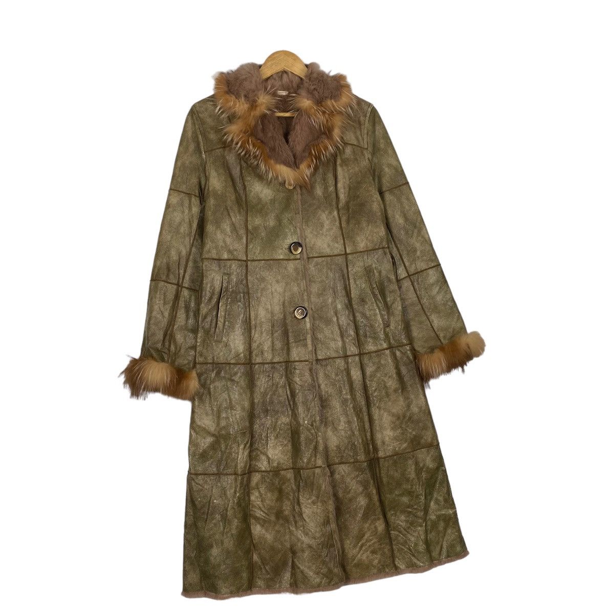 Japanese Brand FUR COLLAR PACHTWORK LONG COAT LEATHER JACKET Size M / US 6-8 / IT 42-44 - 3 Thumbnail