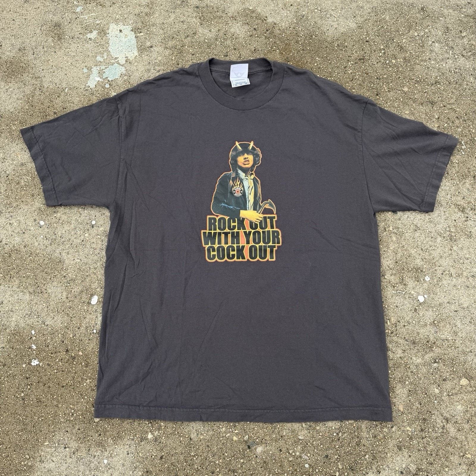 Band Tees × Vintage Vintage Serial Killer AC/DC Rock Out With Your Cock Out Tee Size US XL / EU 56 / 4 - 2 Thumbnail