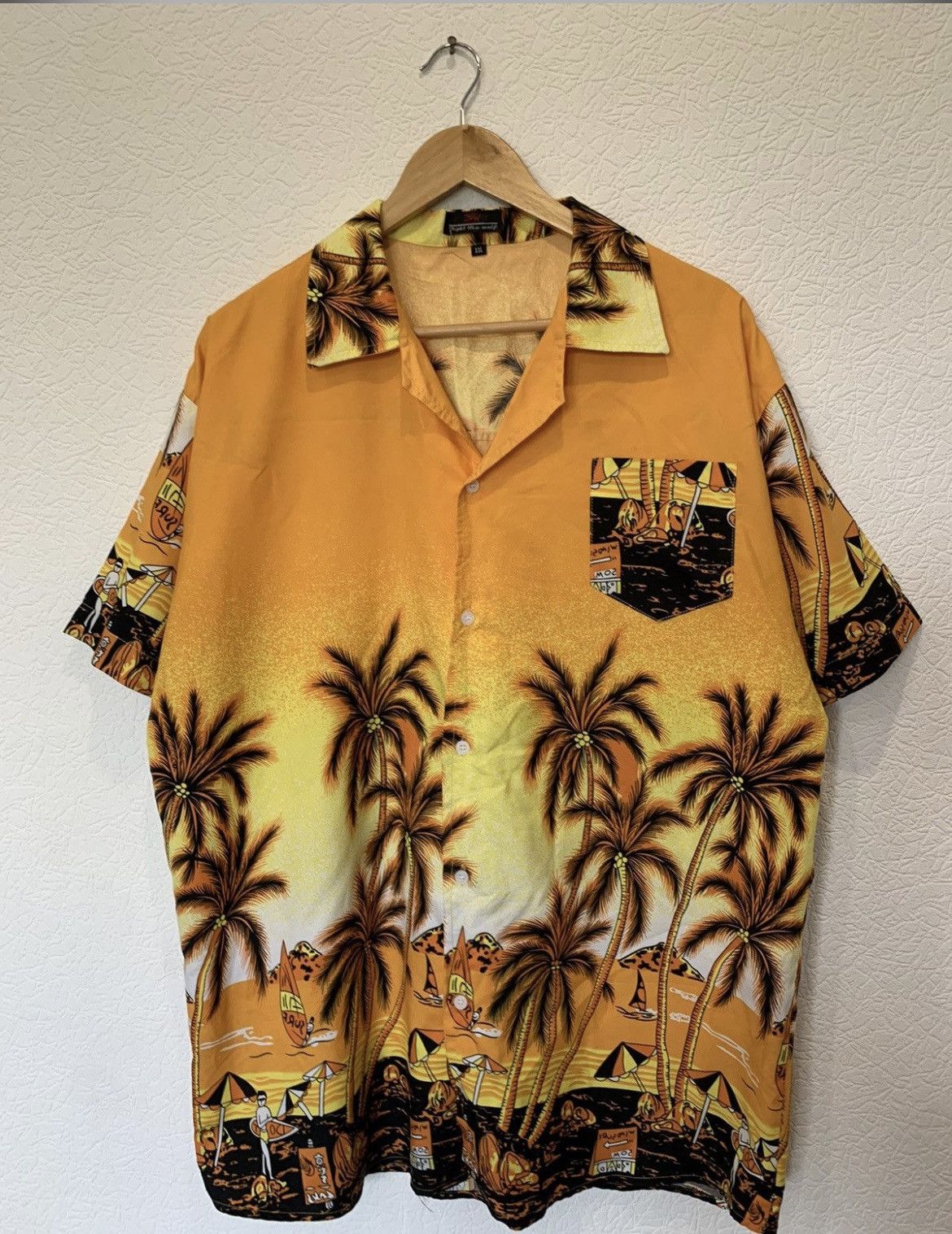 Vintage Vintage Yellow Palm Beach Hawaiian Shirt Size US XXL / EU 58 / 5 - 1 Thumbnail