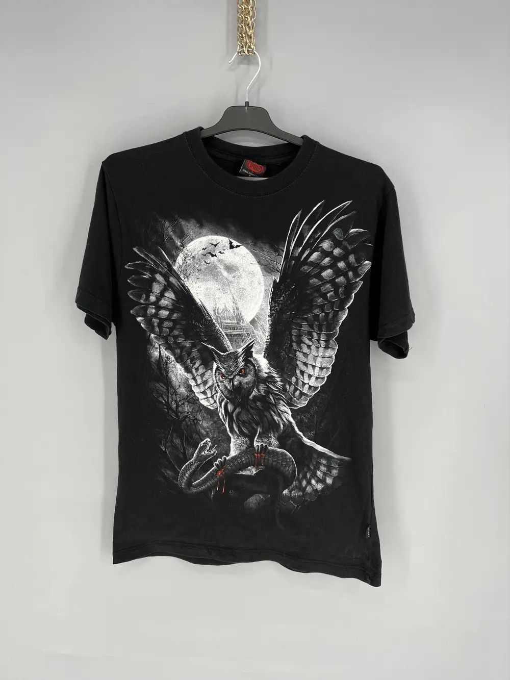 Vintage Vintage Y2K Bloody Owl T-shirt Spiral Tee Black Vintage Rock Size US L / EU 52-54 / 3 - 1 Thumbnail
