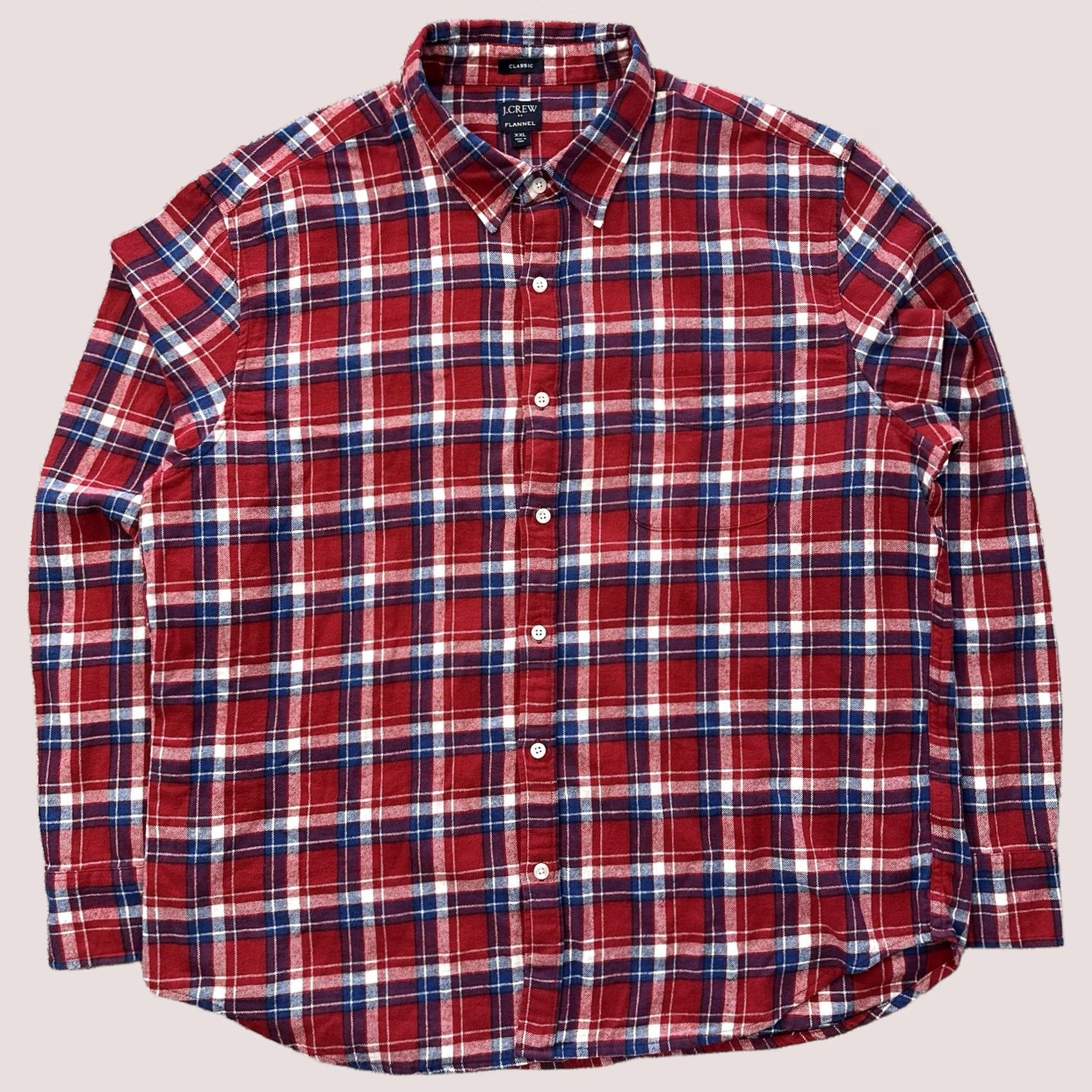 J.Crew J.CREW Buffalo Check Red Flannel Button-Up Shirt - Mens 2XL Classic Fit Long Sleeve Size US XXL / EU 58 / 5 - 1 Thumbnail
