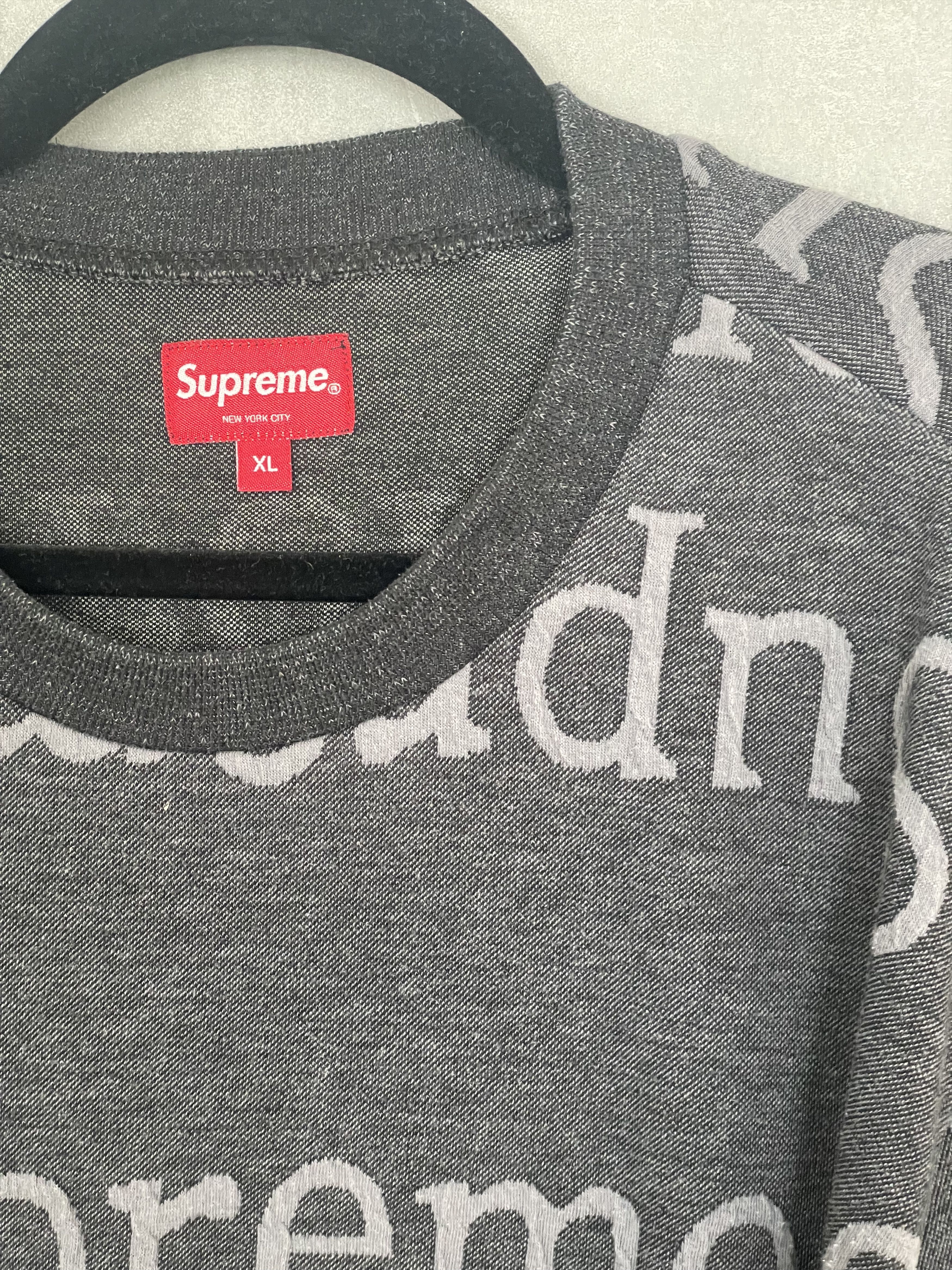 Supreme Jacquard Logo Crewneck black SS18 Size US XL / EU 56 / 4 - 4 Thumbnail
