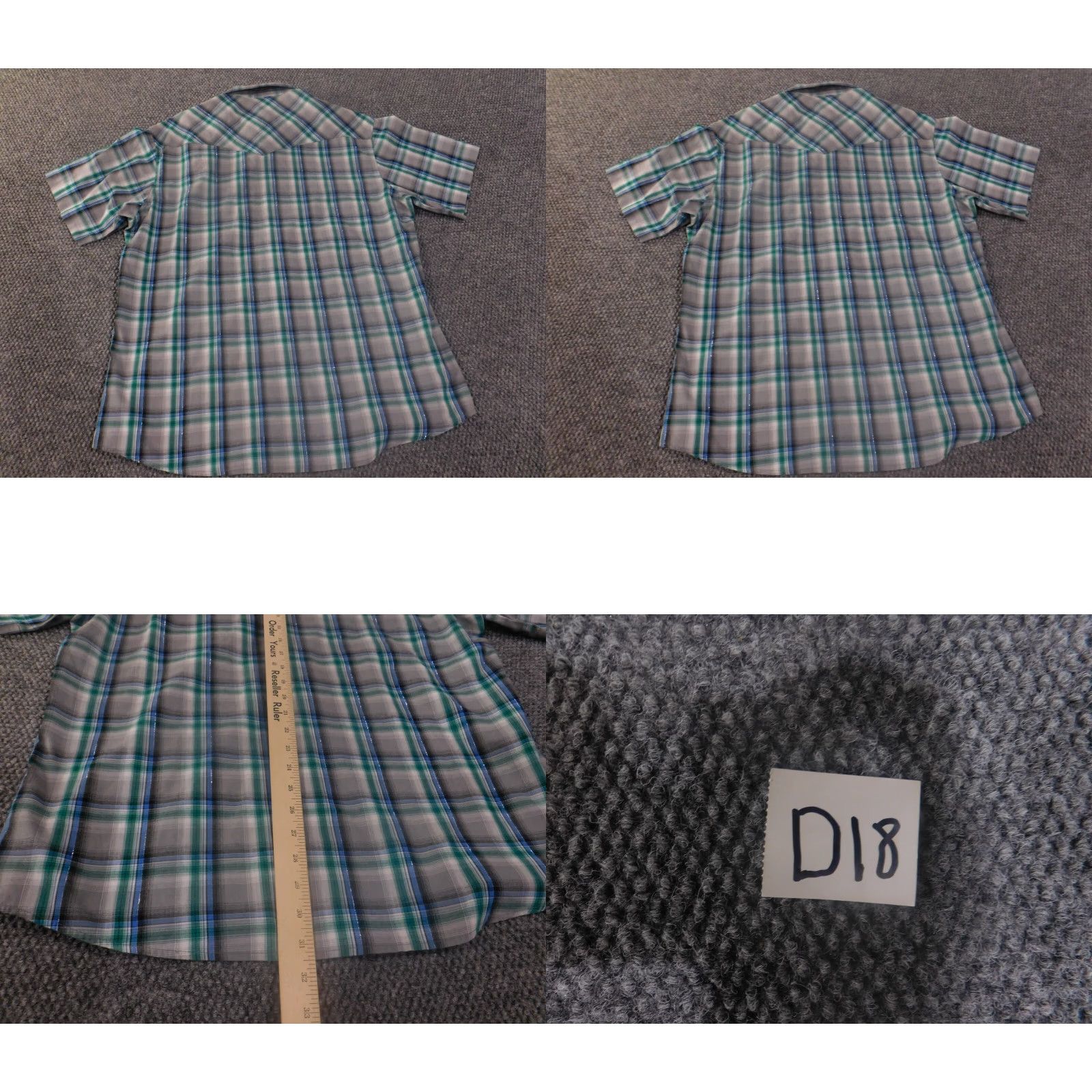 Wrangler Wrangler Shirt Mens Western Gray Plaid Pearl Snap Cowboy Button-Up Short Sleeve Cotton Knit Regular L Size US L / EU 52-54 / 3 - 8 Thumbnail