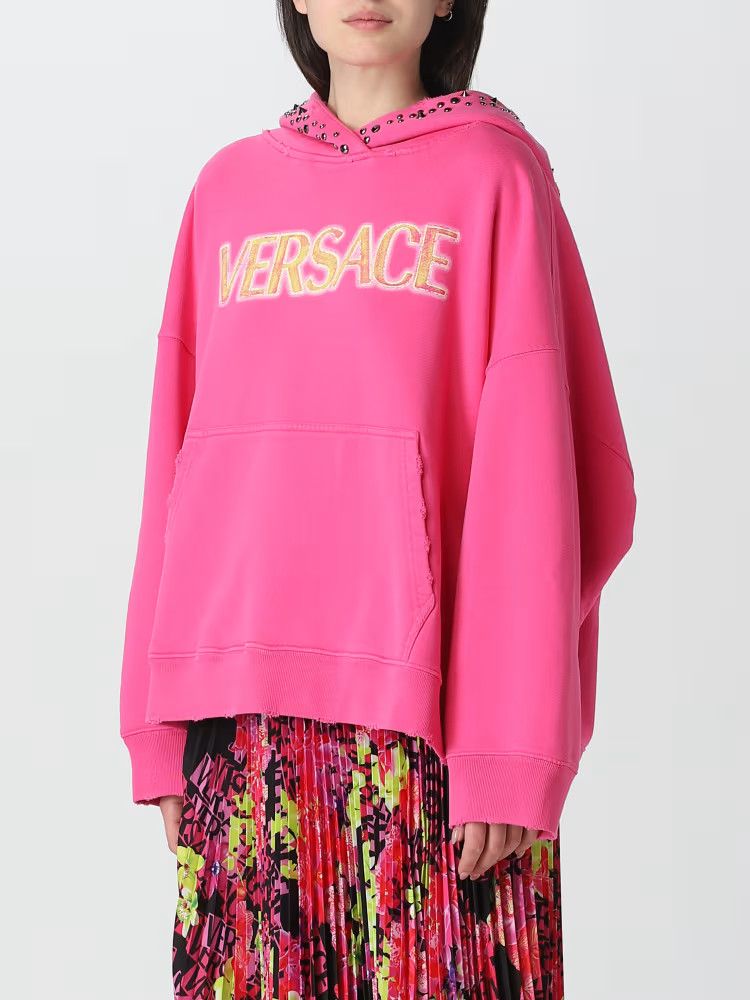 Versace o1y0226 Logo Hoodie in Fuchsia Size XS / US 0-2 / IT 36-38 - 4 Thumbnail