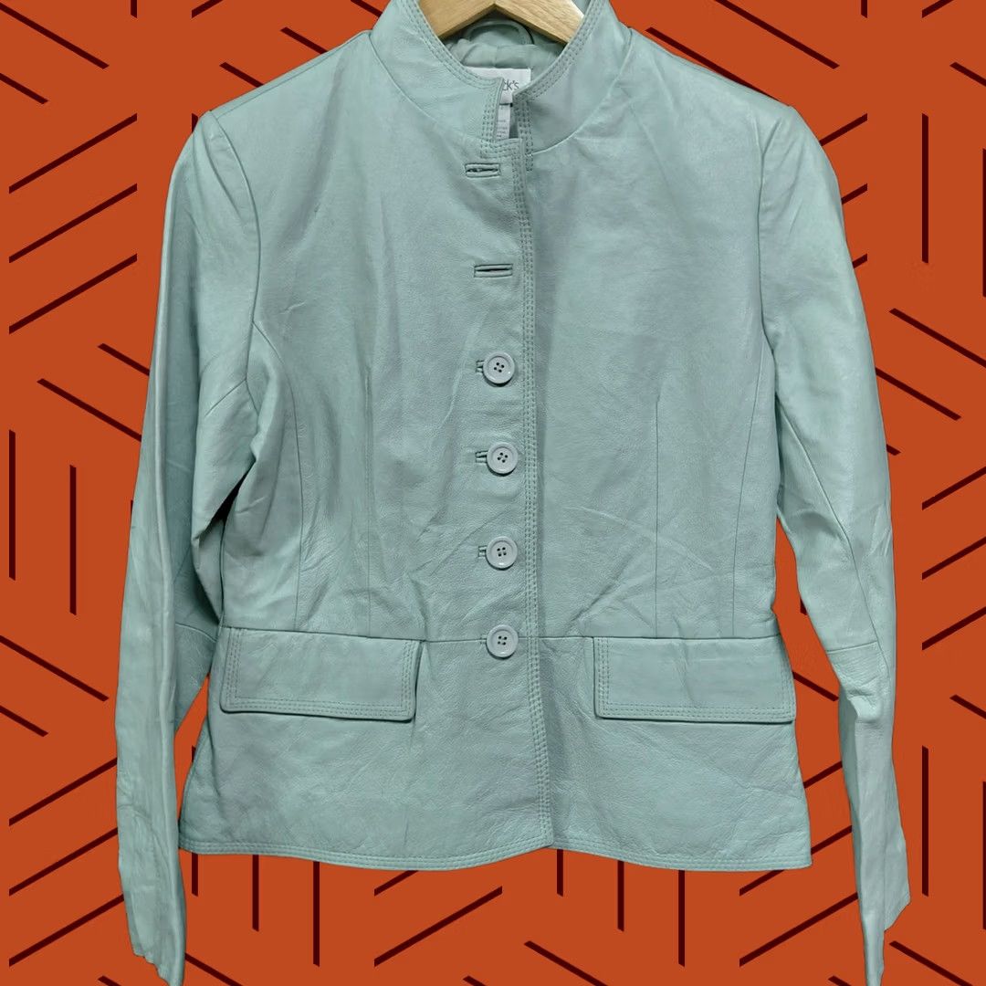 Vintage Chadwick's Leather Jacket Blue Solid Long Sleeve 100% Leather Women Size 8 Size M / US 6-8 / IT 42-44 - 1 Thumbnail