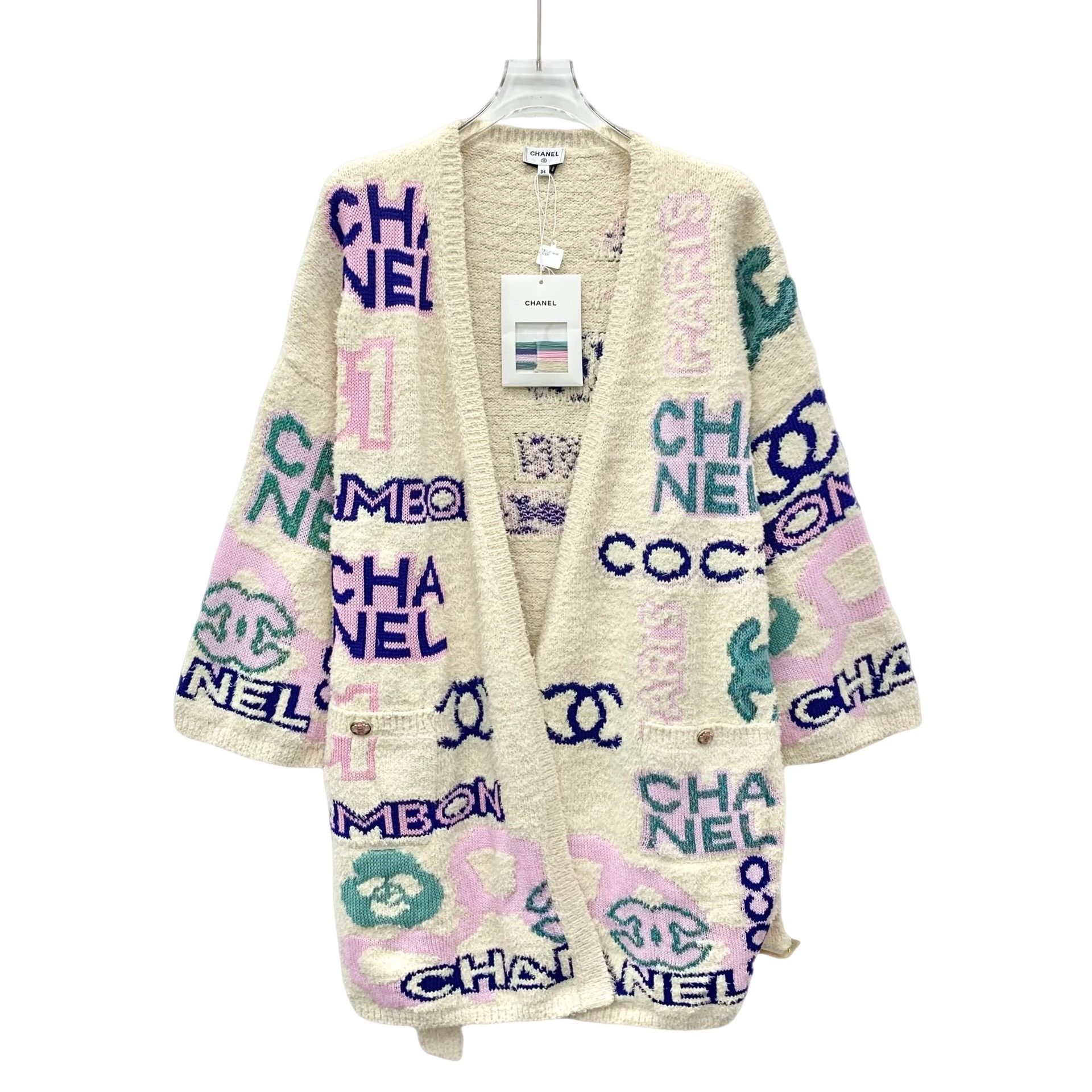 Chanel Chanel Logo Intarsia Belted Cardigan FR 34 Size XS / US 0-2 / IT 36-38 - 1 Thumbnail